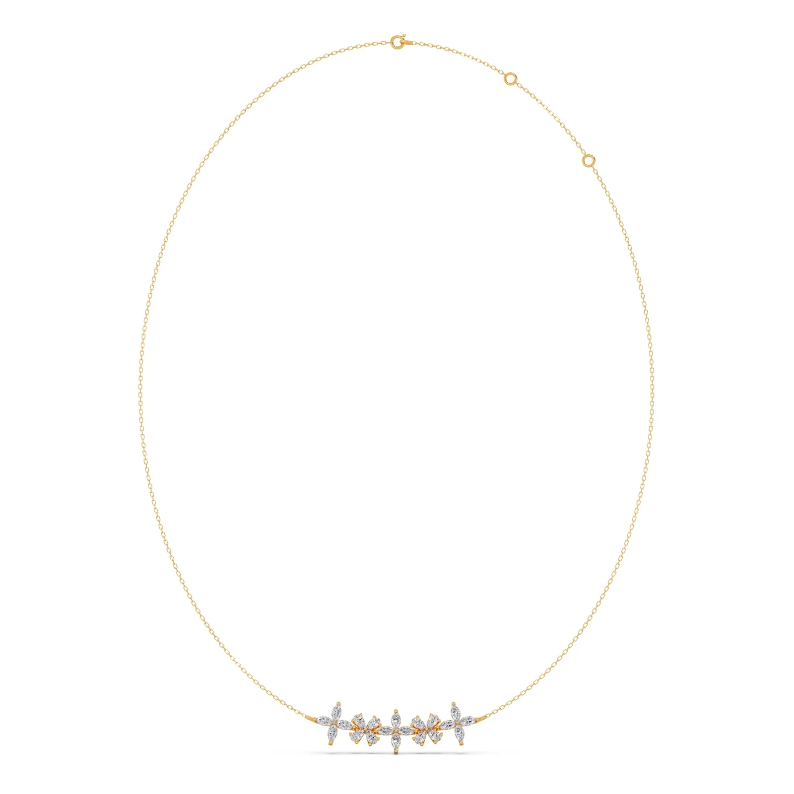 Exquisite Marquise & Pear Diamond Cluster Necklace - Image 3