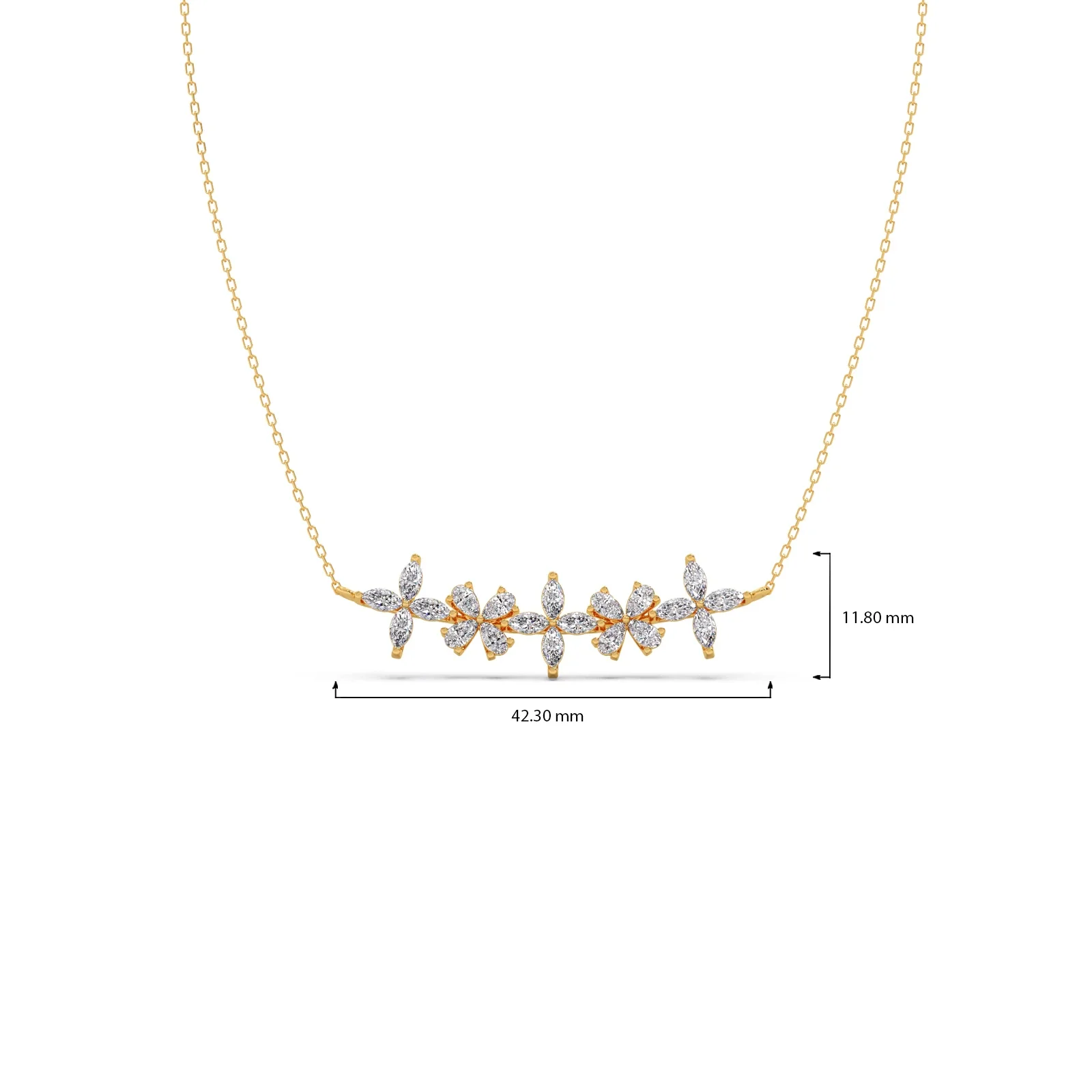 Exquisite Marquise & Pear Diamond Cluster Necklace - Image 4