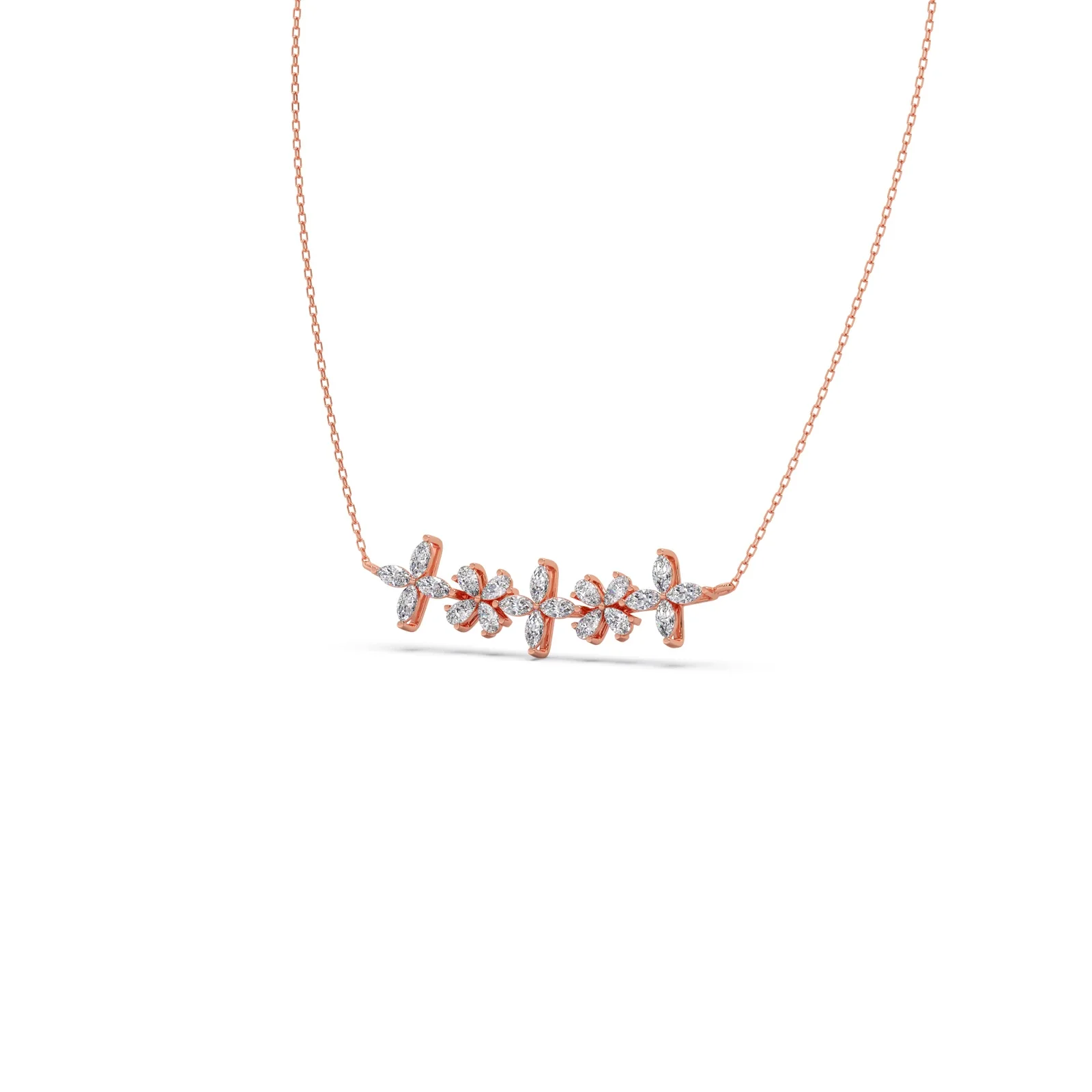 Exquisite Marquise & Pear Diamond Cluster Necklace - Image 6