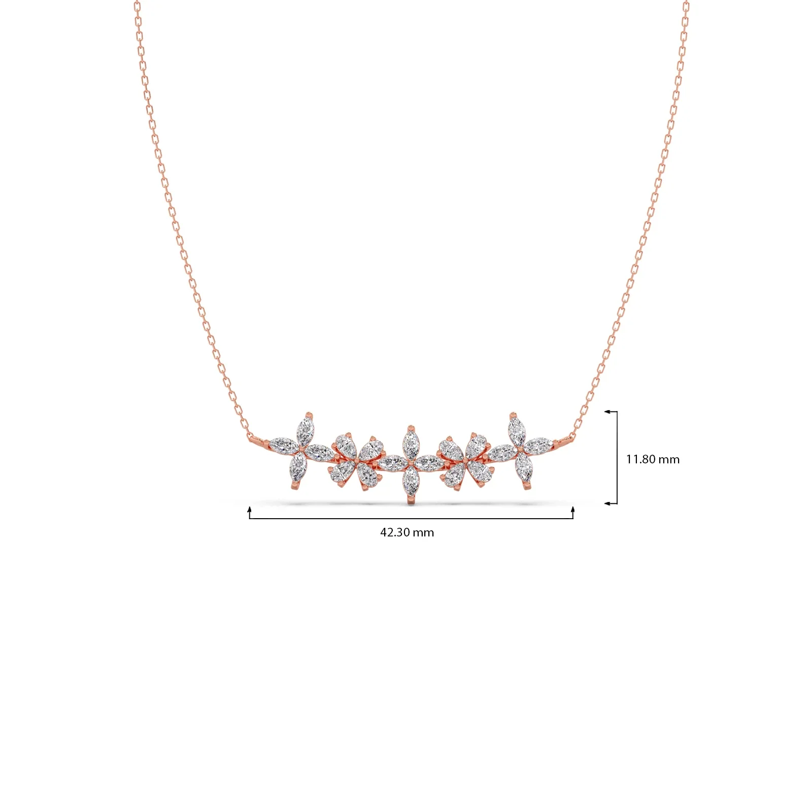 Exquisite Marquise & Pear Diamond Cluster Necklace - Image 8