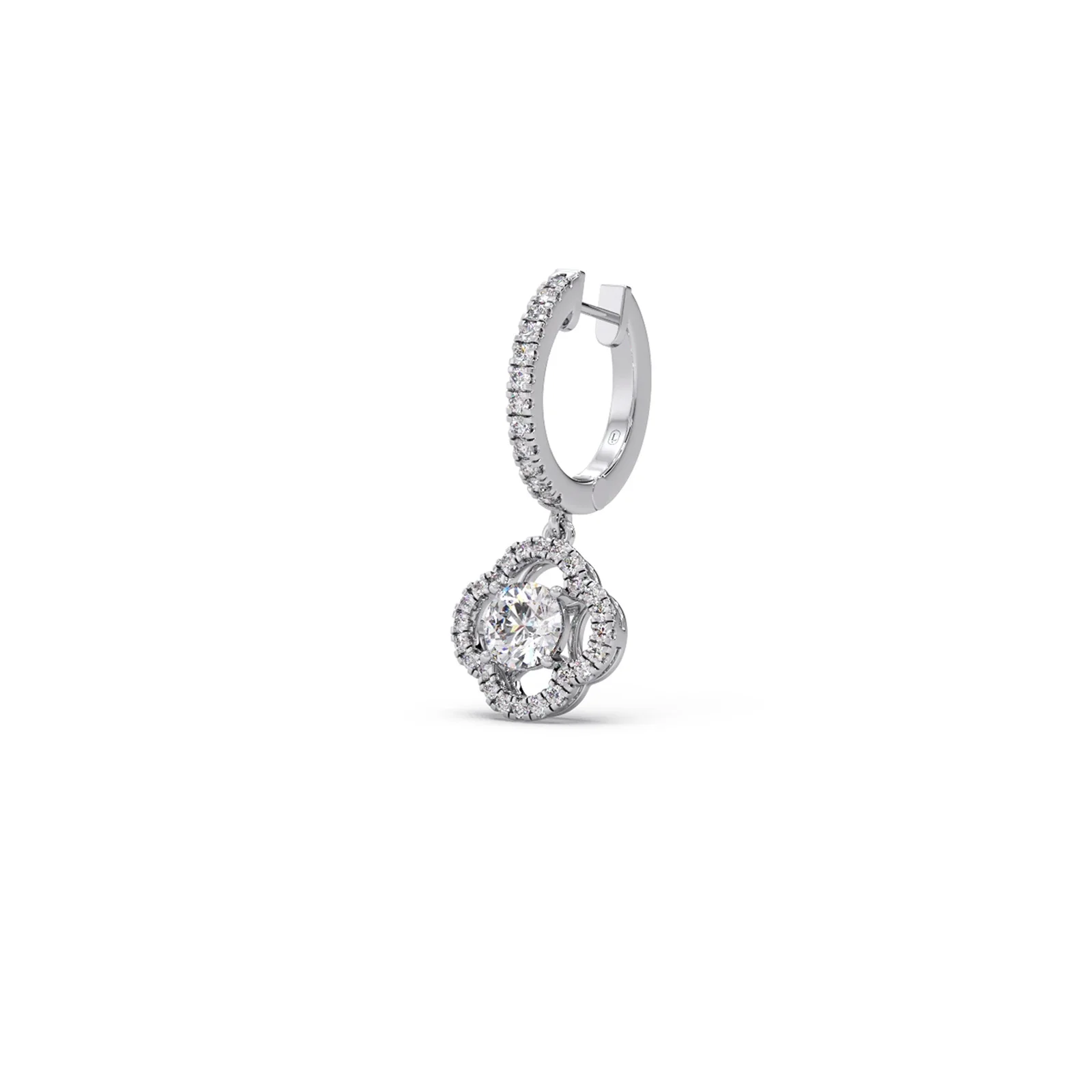 Floral Halo Diamond Dangles Earrings - Image 10