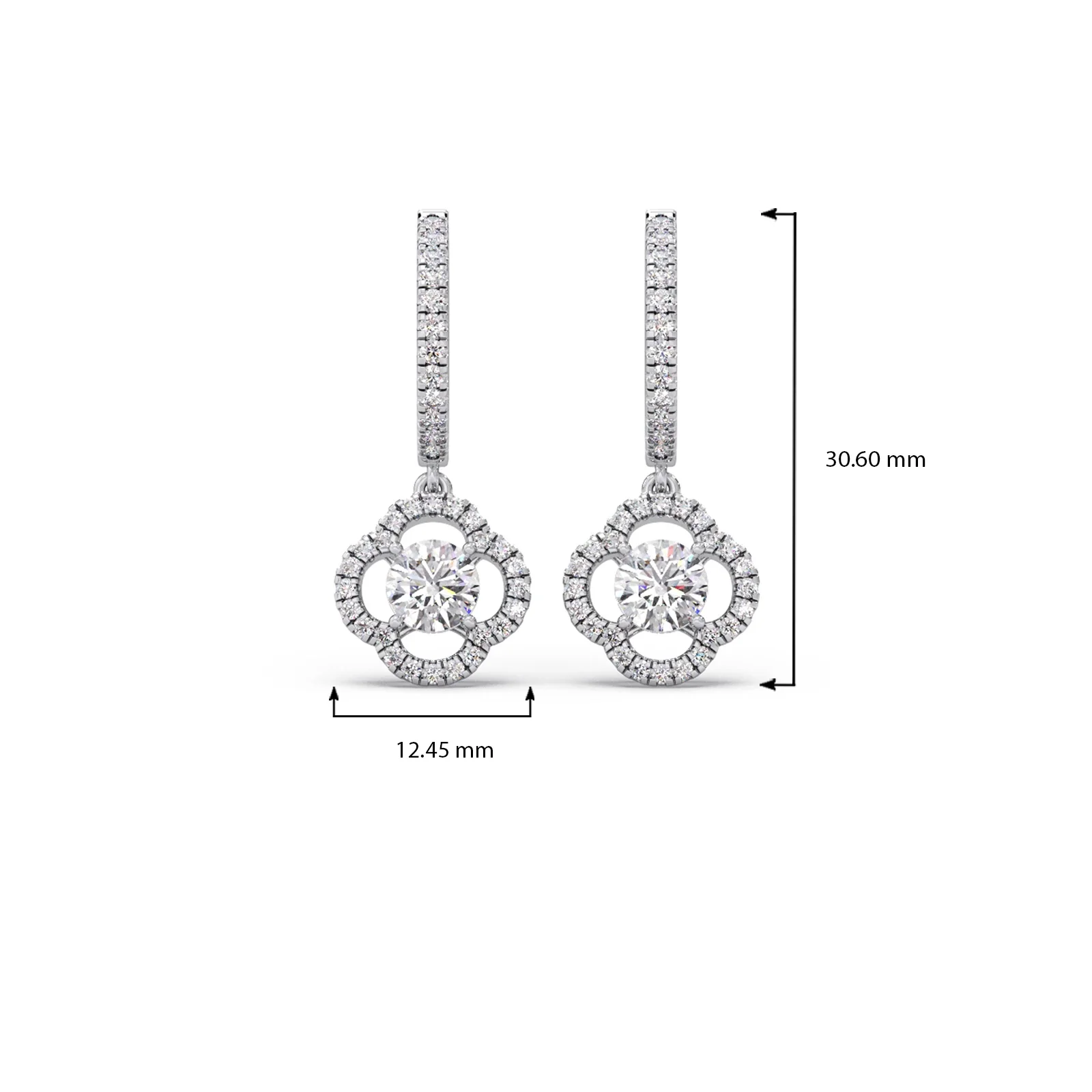 Floral Halo Diamond Dangles Earrings - Image 12