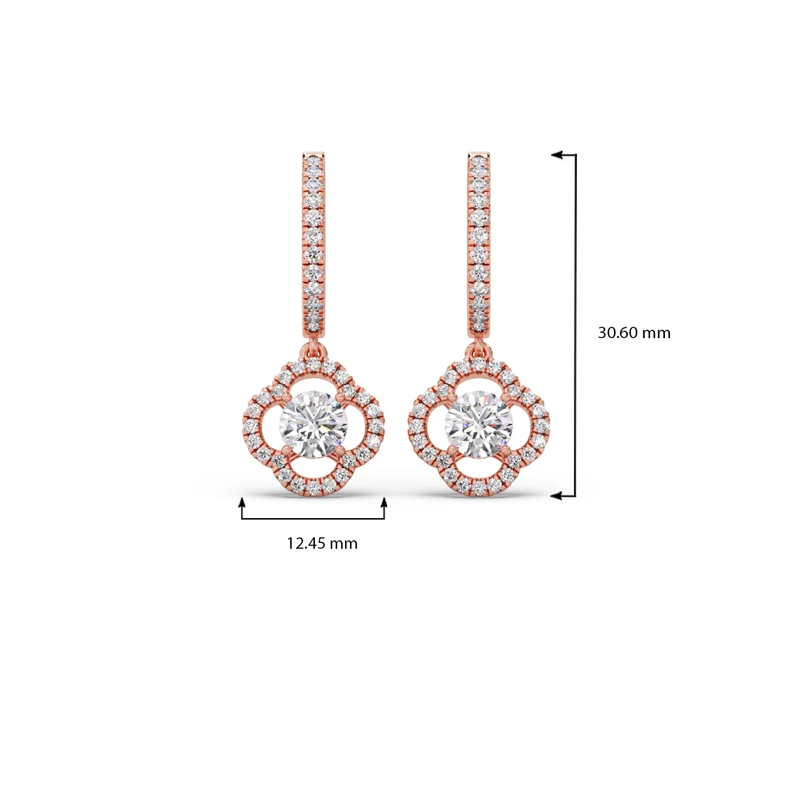 Floral Halo Diamond Dangles Earrings - Image 8