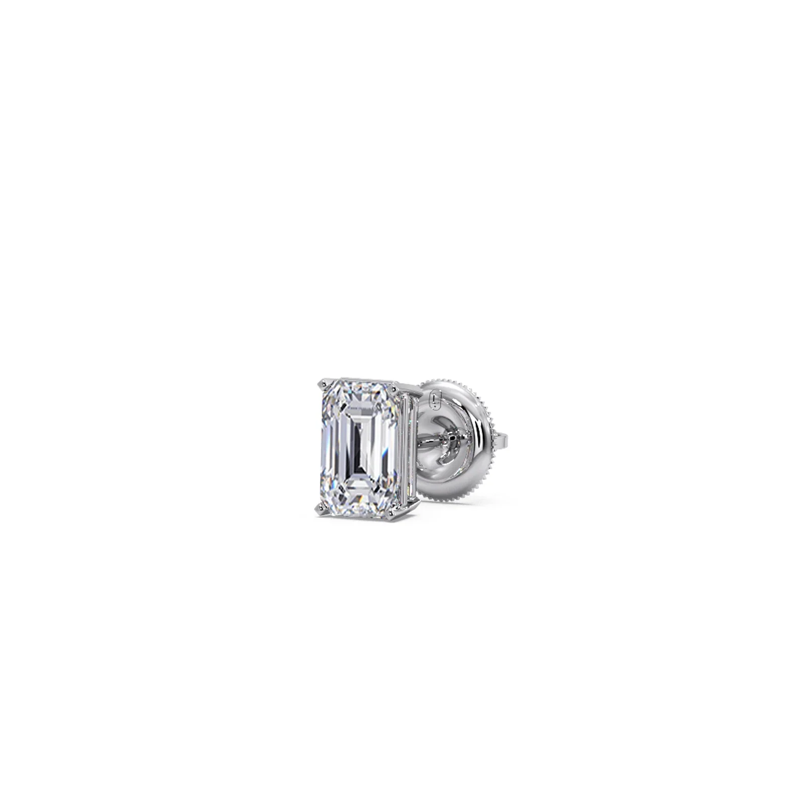 Four-Prong Emerald Cut Diamond Stud Earrings - Image 10