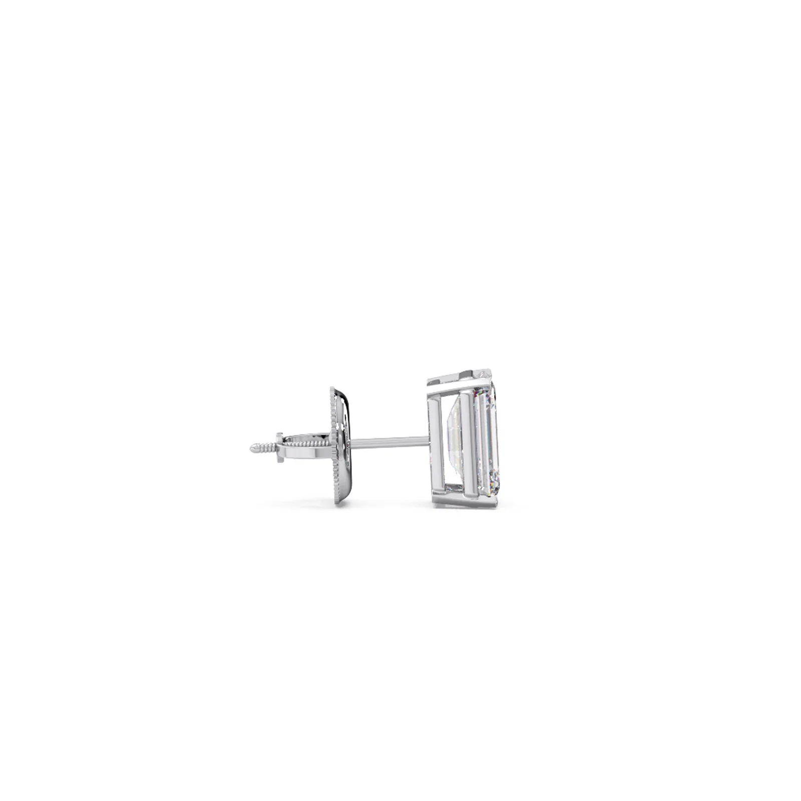 Four-Prong Emerald Cut Diamond Stud Earrings - Image 11