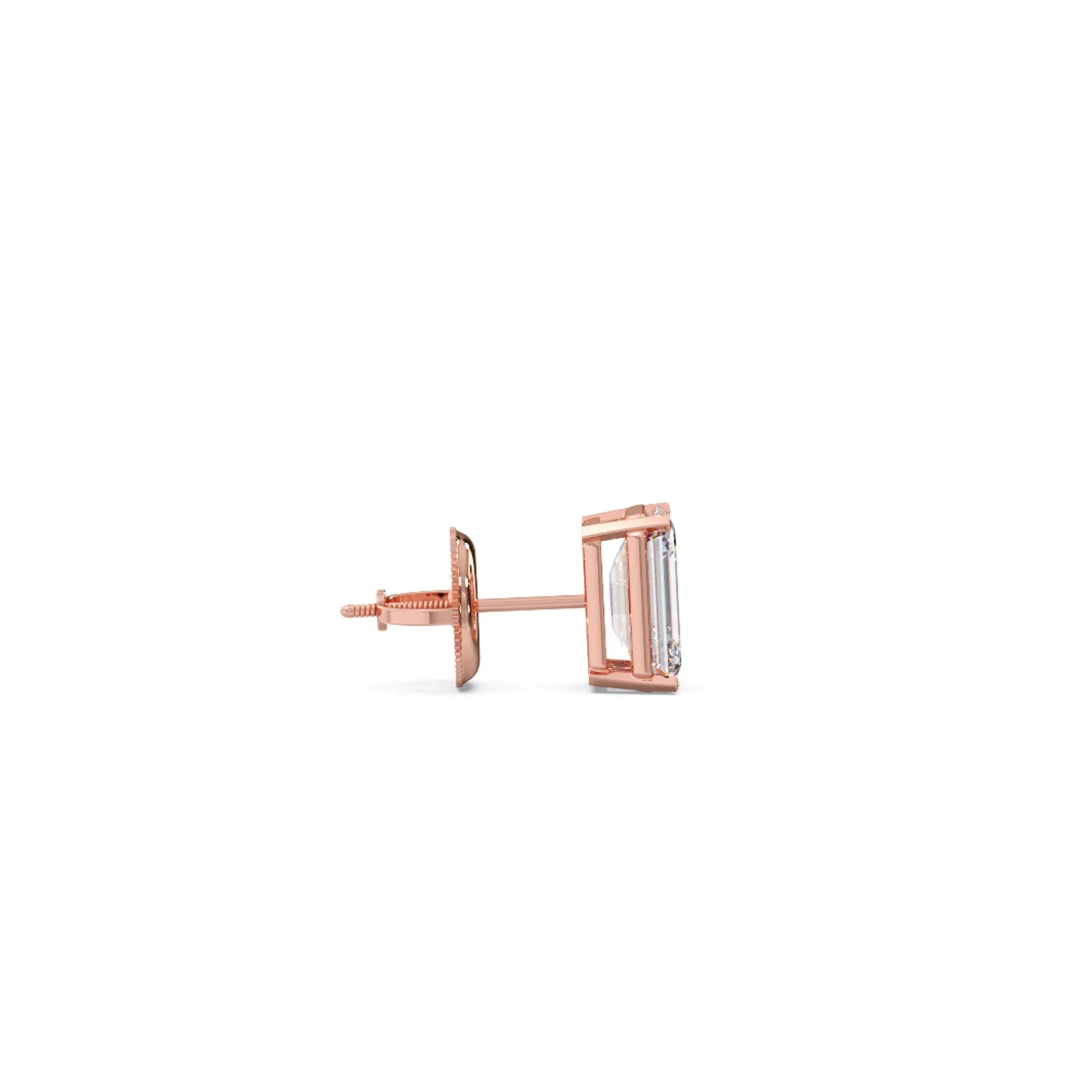 Four-Prong Emerald Cut Diamond Stud Earrings - Image 3
