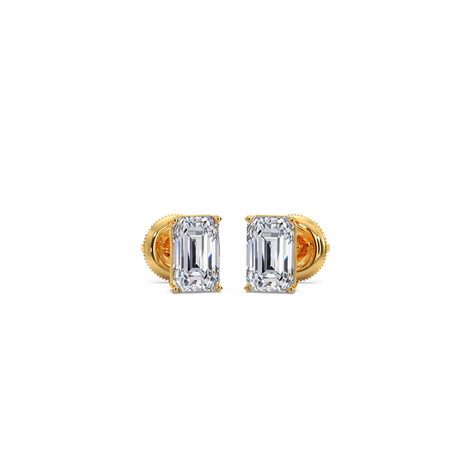 Four-Prong Emerald Cut Diamond Stud Earrings - Image 5