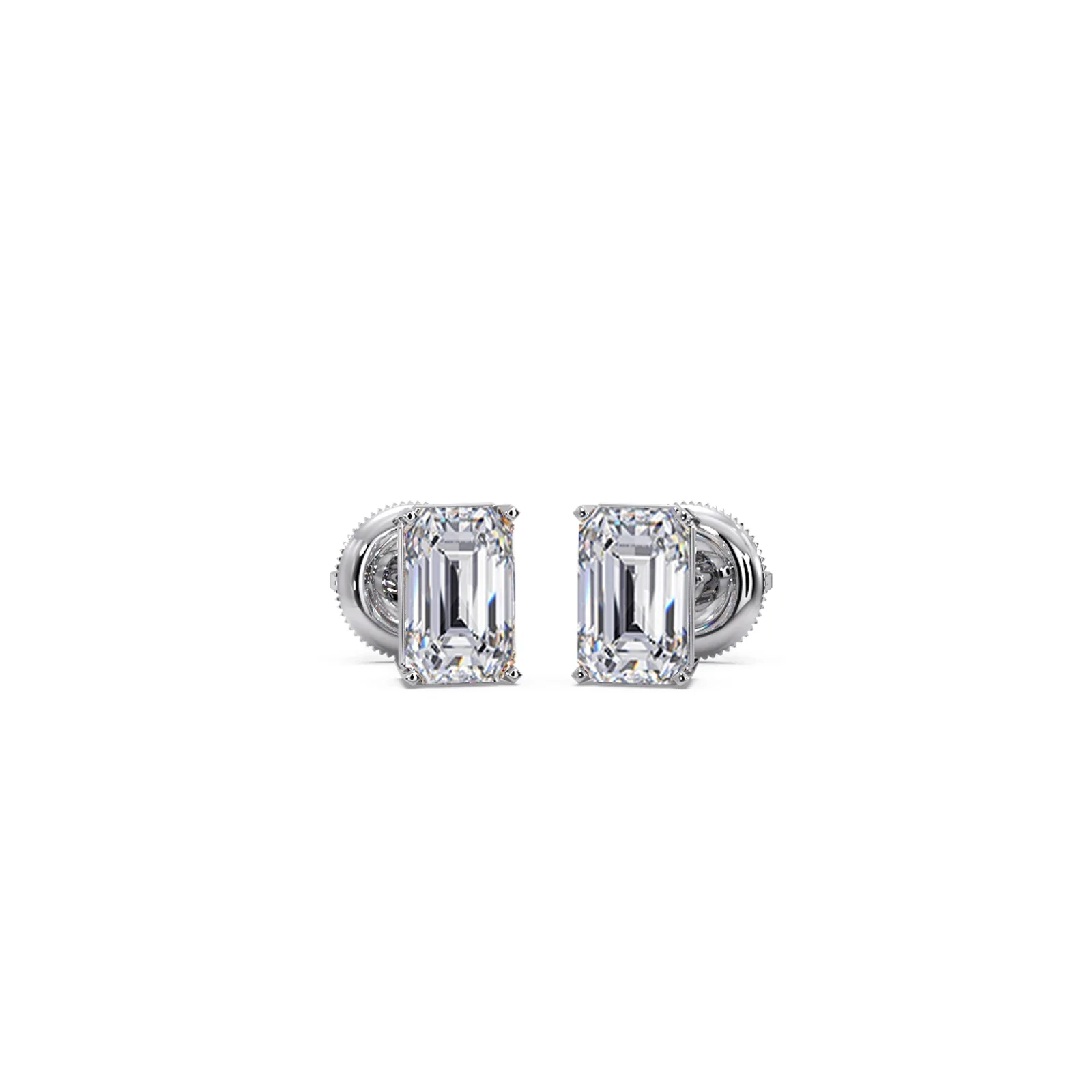 Four-Prong Emerald Cut Diamond Stud Earrings - Image 9