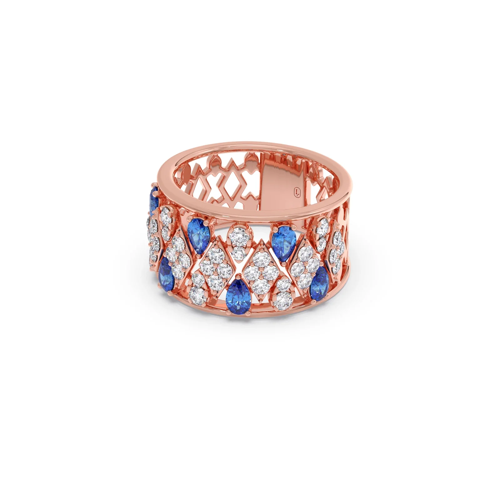 Gemstone & Diamond Wide Band Ring - Image 10