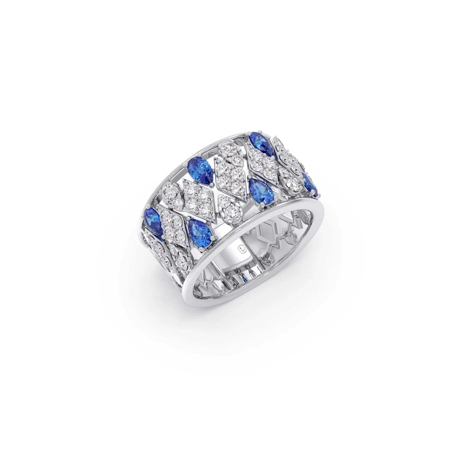 Gemstone & Diamond Wide Band Ring - Image 11