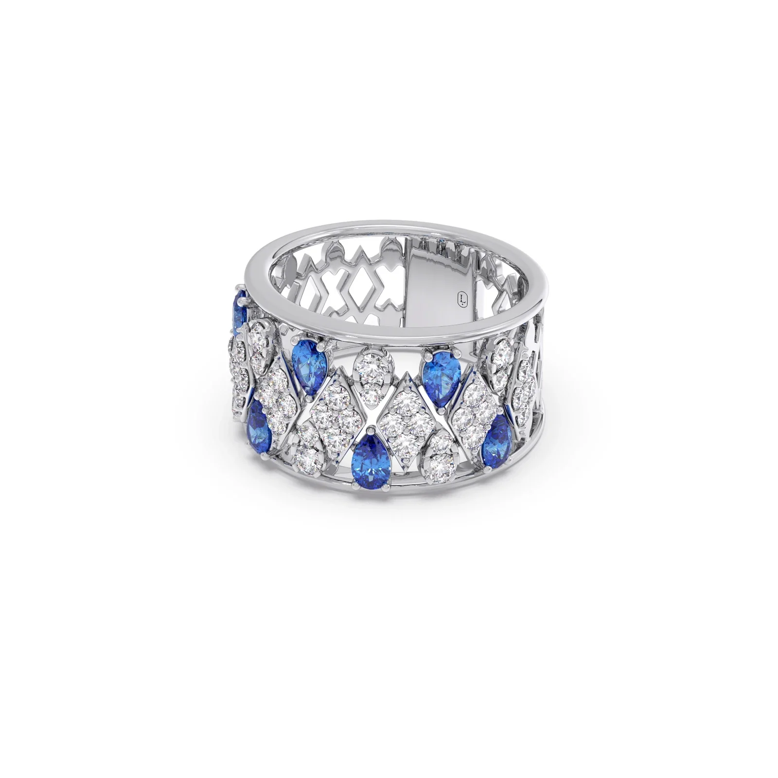 Gemstone & Diamond Wide Band Ring - Image 14