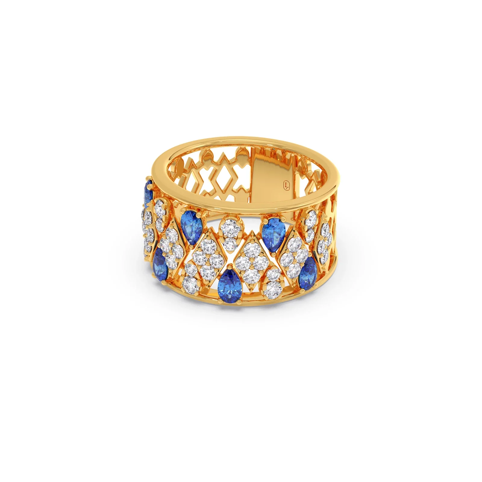 Gemstone & Diamond Wide Band Ring - Image 6