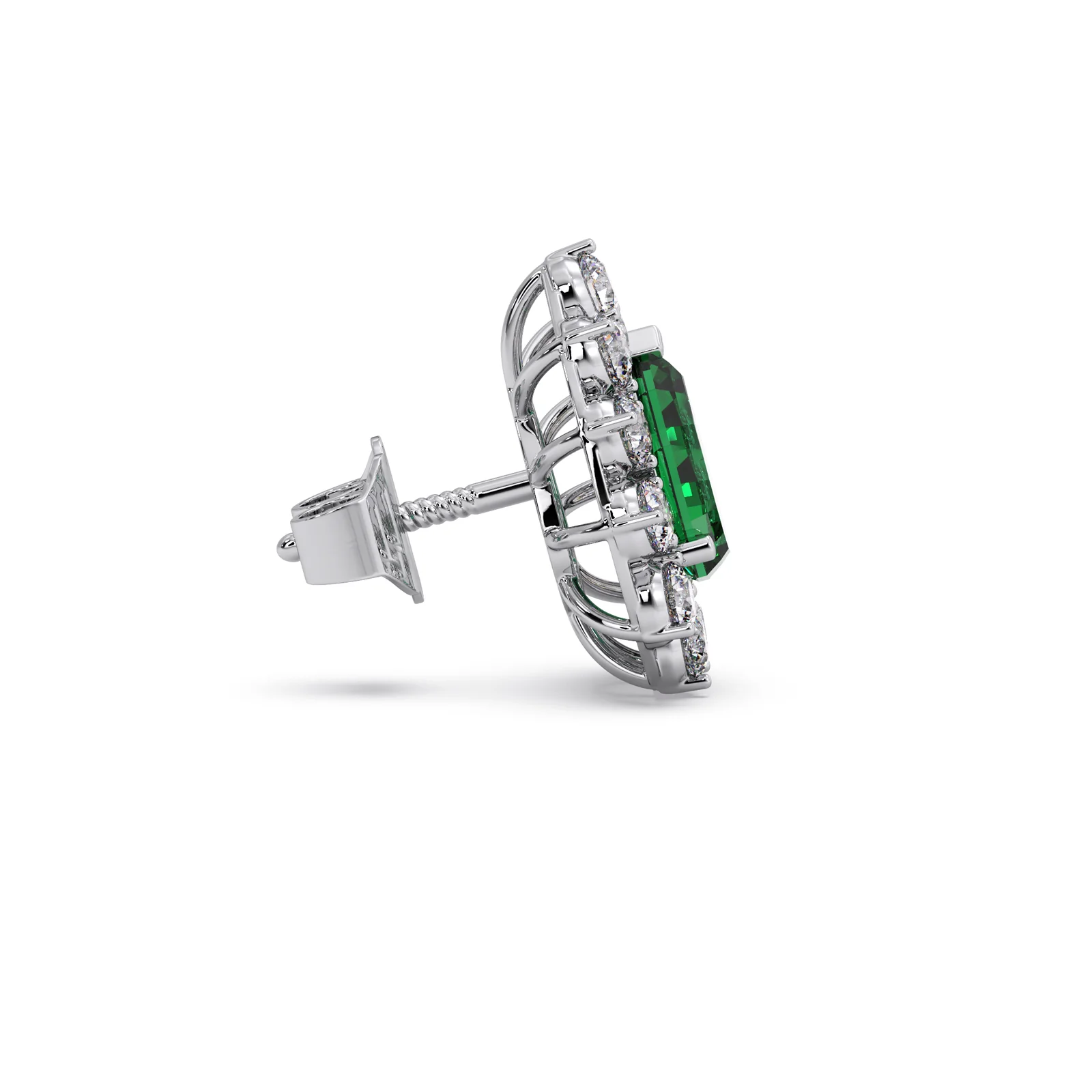 Green Gemstone and Diamond Blossom Earrings - Image 11