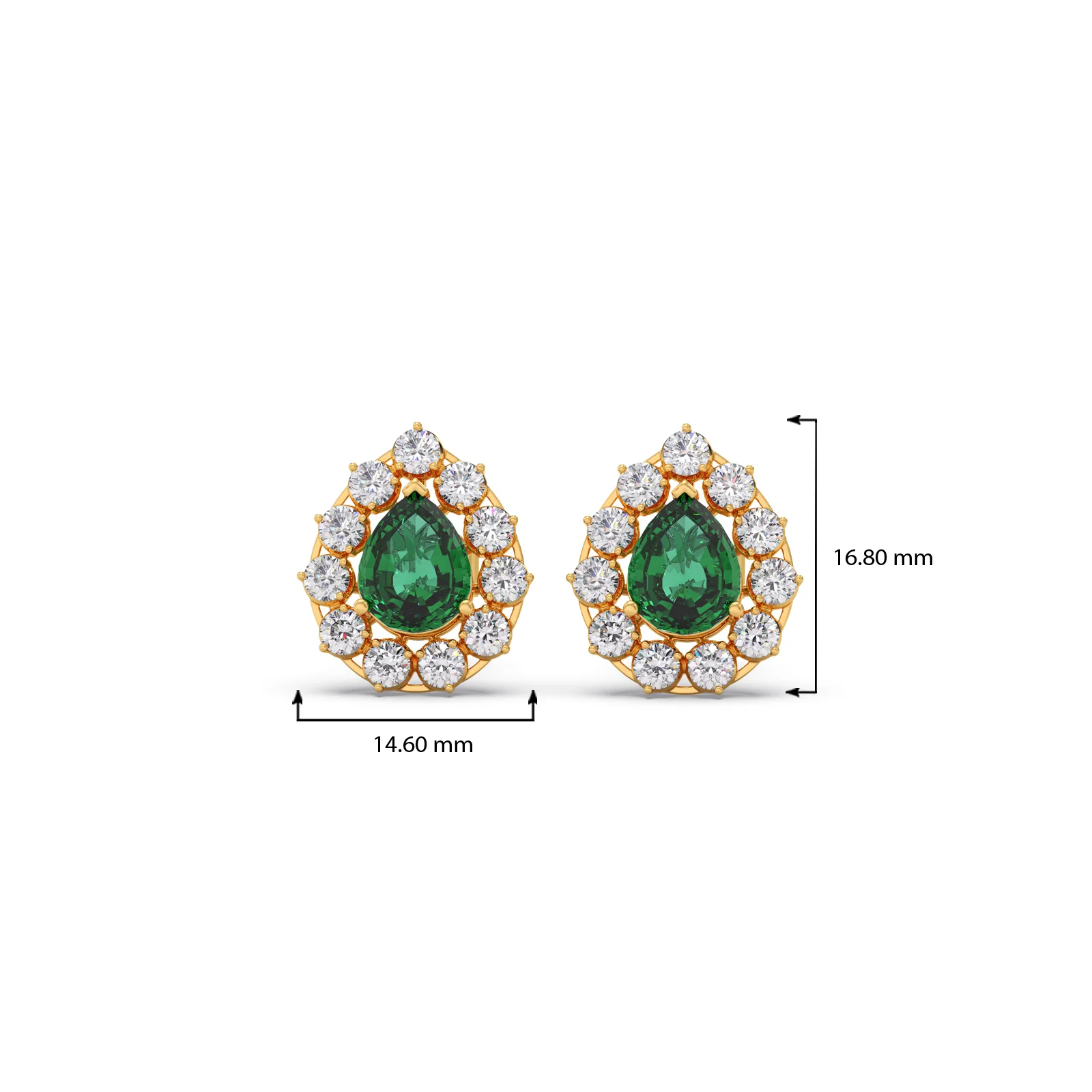 Green Gemstone and Diamond Blossom Earrings - Image 4