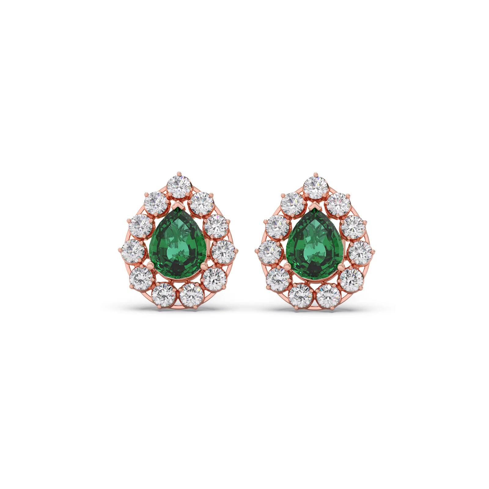 Green Gemstone and Diamond Blossom Earrings - Image 5