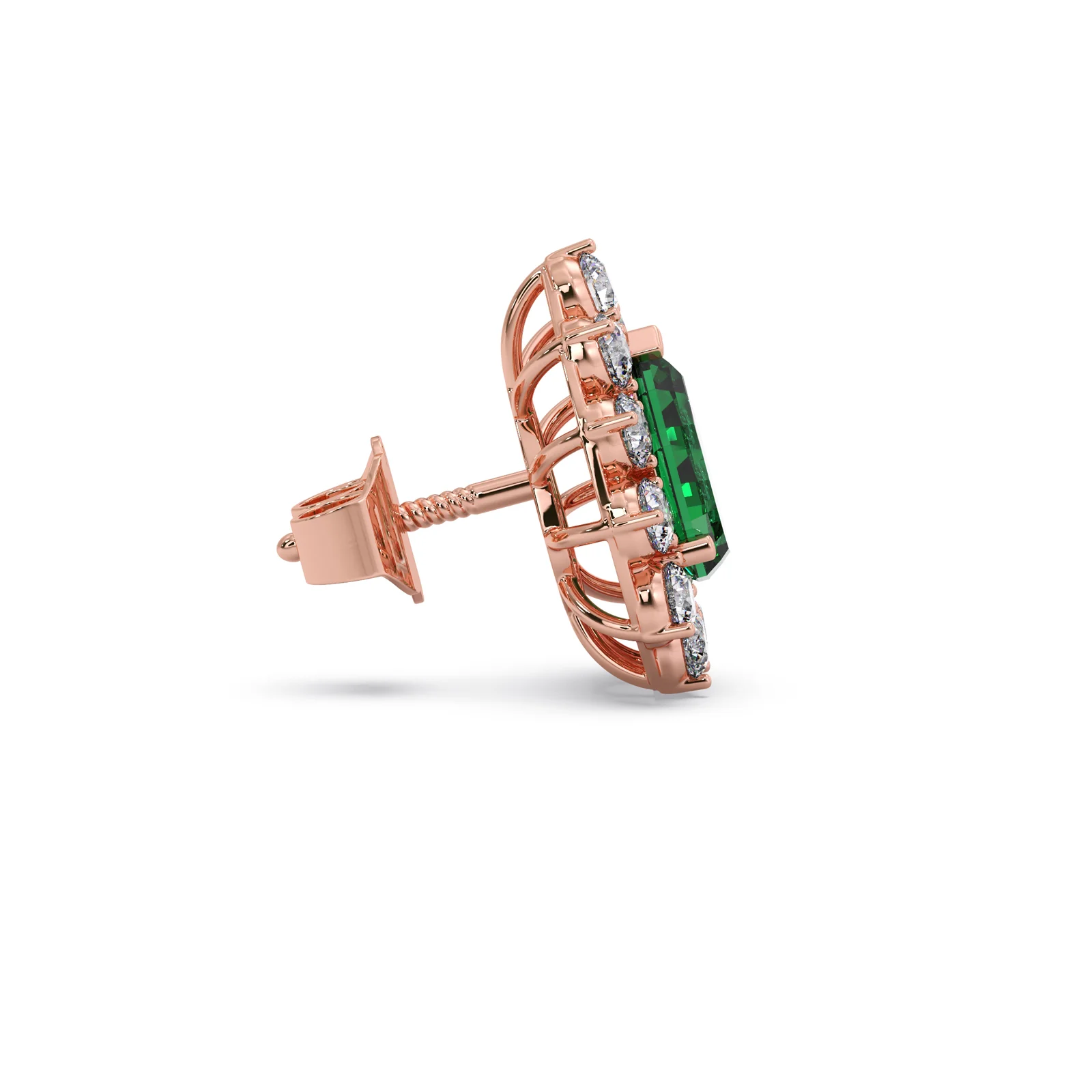 Green Gemstone and Diamond Blossom Earrings - Image 7