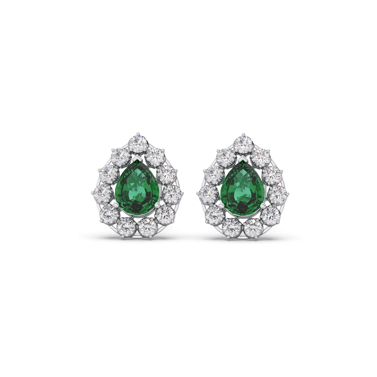 Green Gemstone and Diamond Blossom Earrings - Image 9