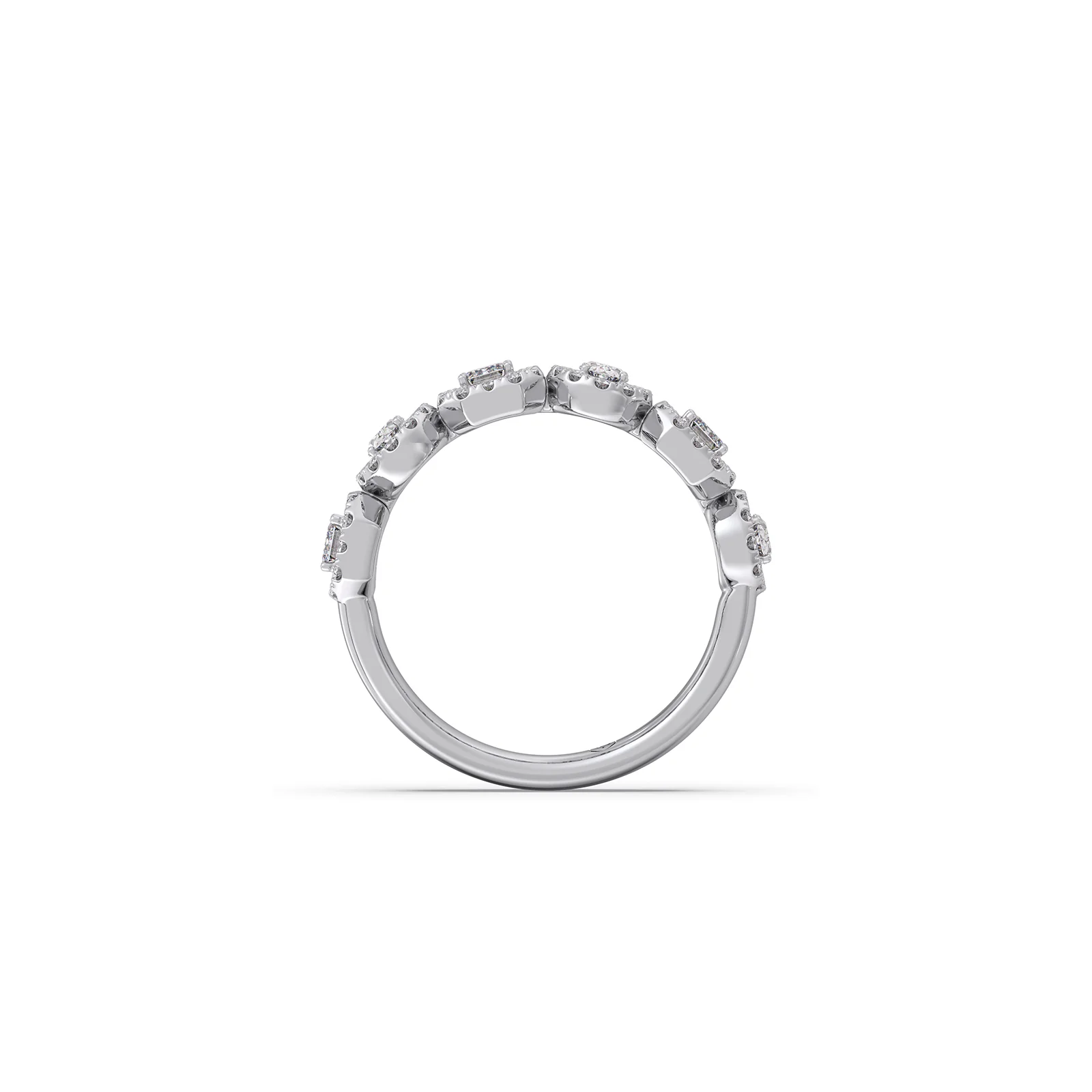 Halo Emerald & Oval Diamond Half Eternity Ring - Image 11