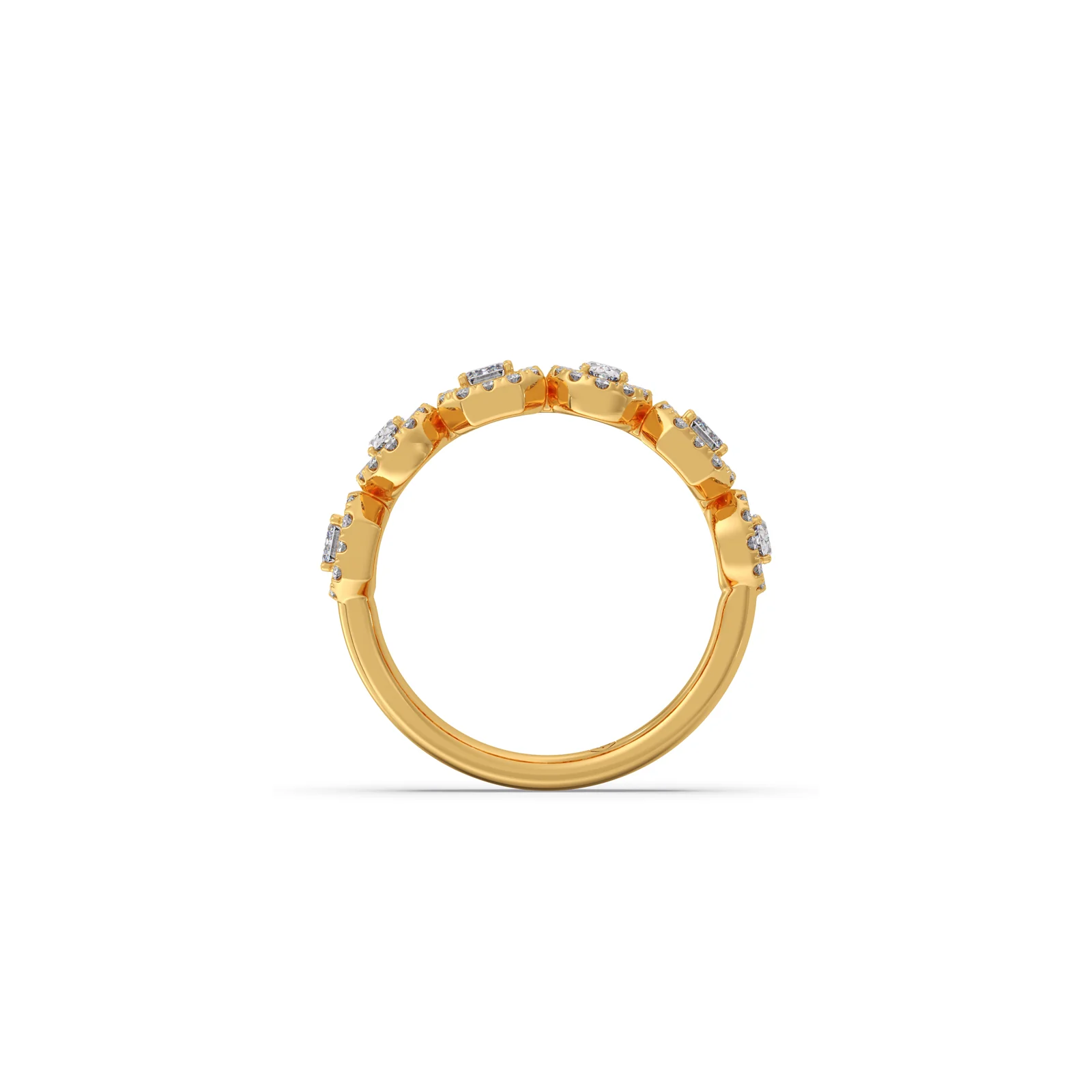 Halo Emerald & Oval Diamond Half Eternity Ring - Image 3