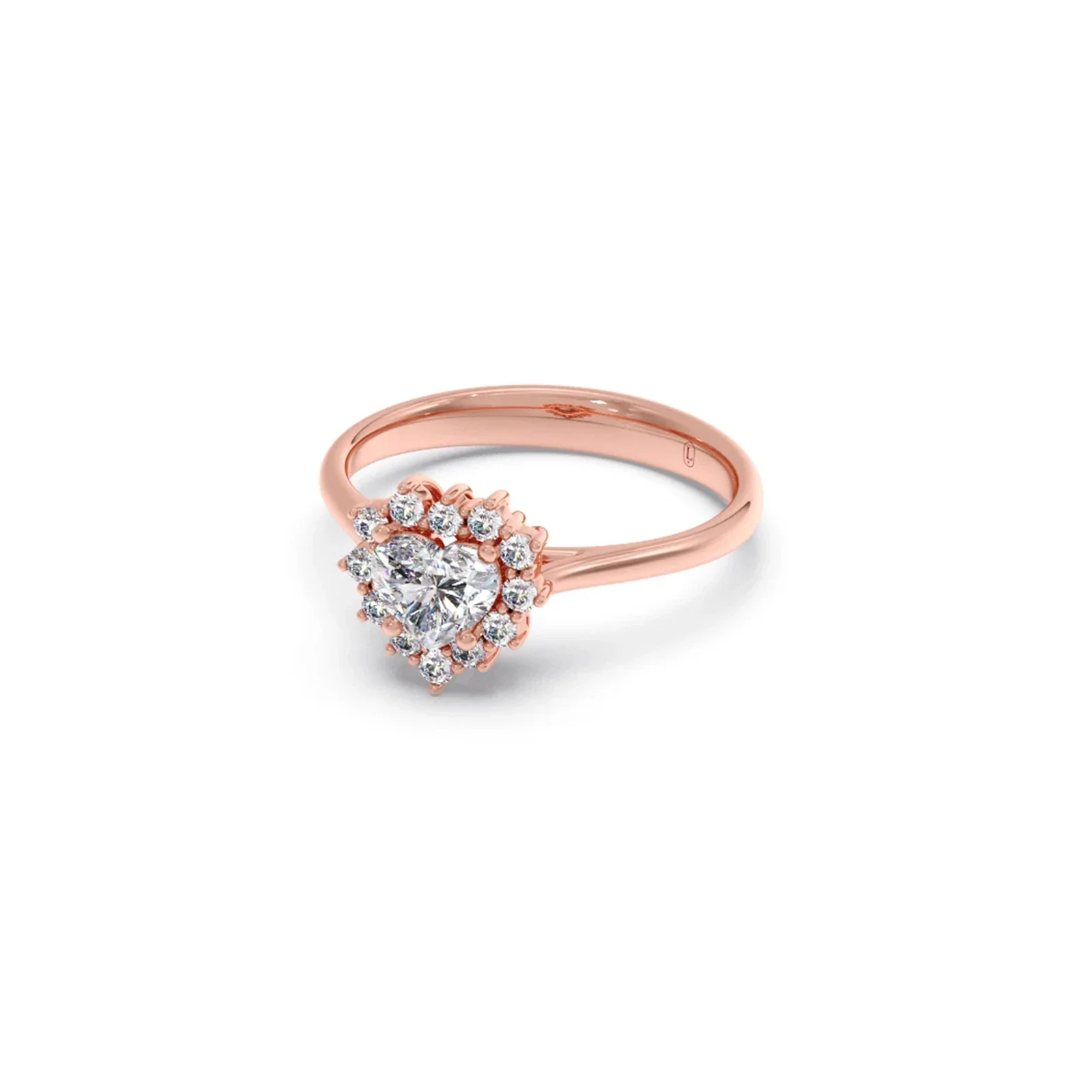 Heart Shape Diamond with Halo Setting Ring - Image 4