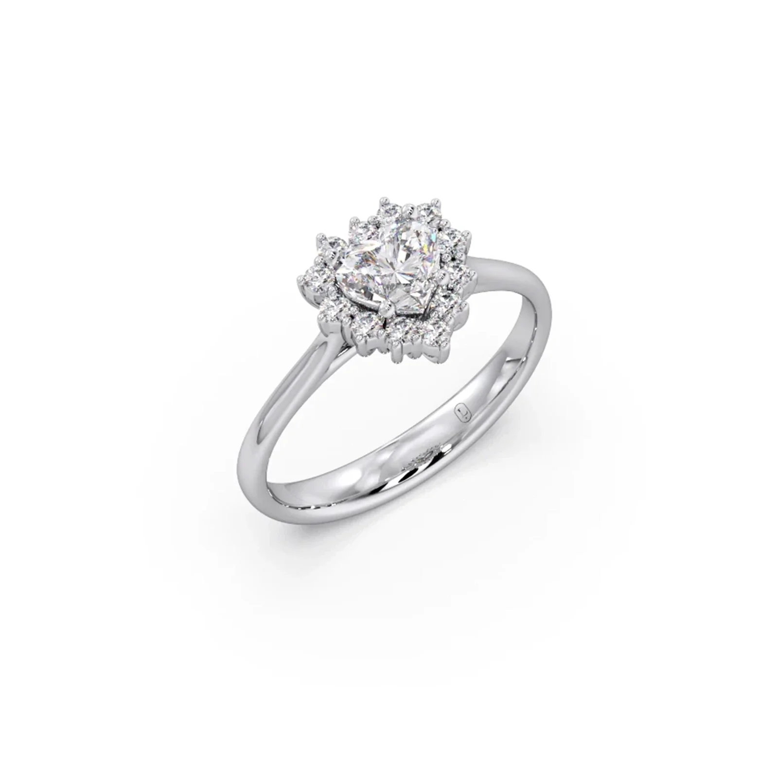 Heart Shape Diamond with Halo Setting Ring - Image 9