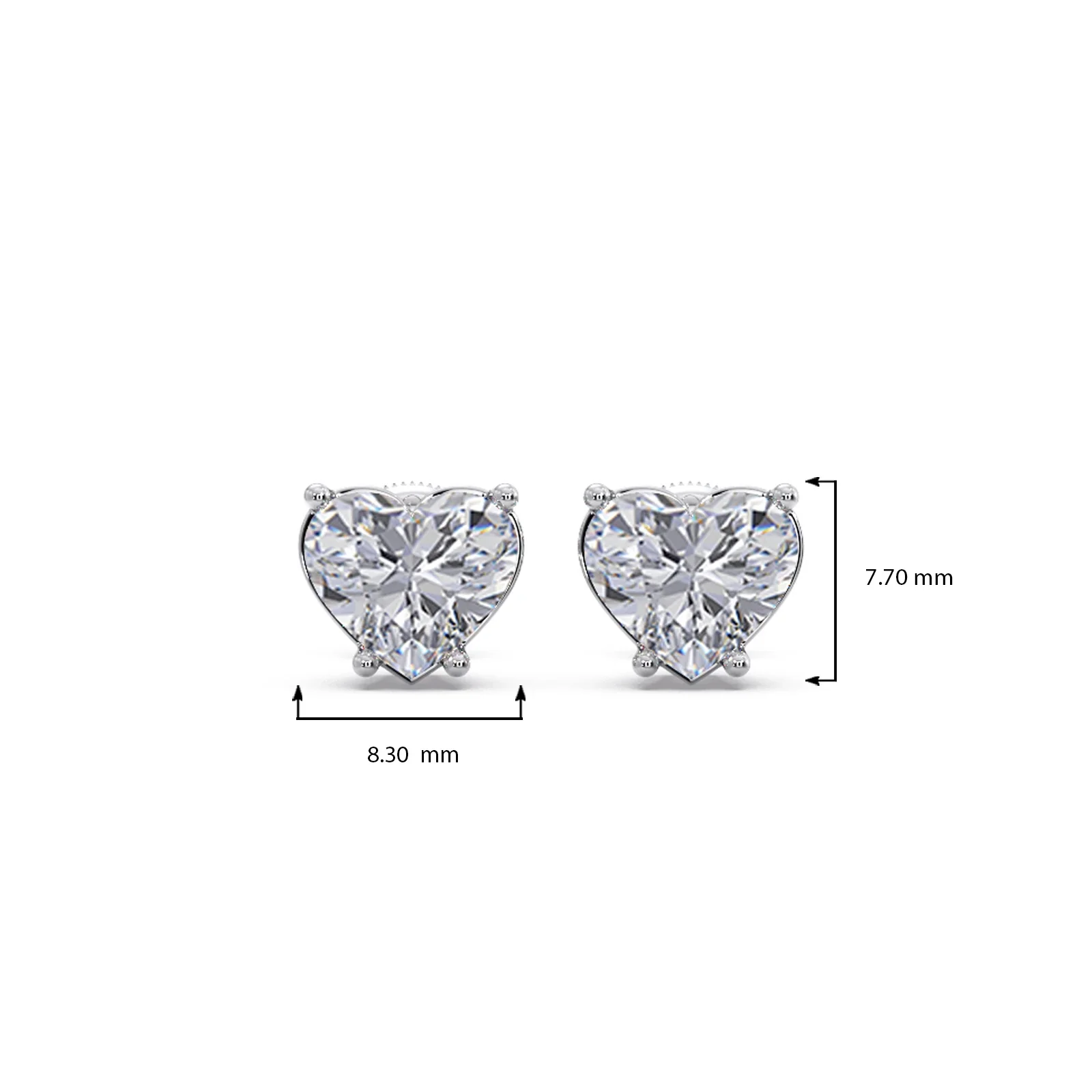 Heart-Shaped Diamond Stud Earrings - Image 12