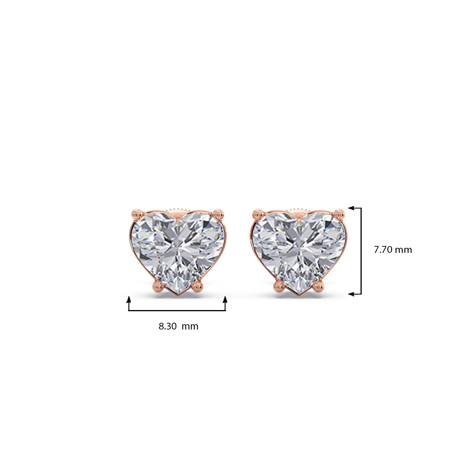 Heart-Shaped Diamond Stud Earrings - Image 4