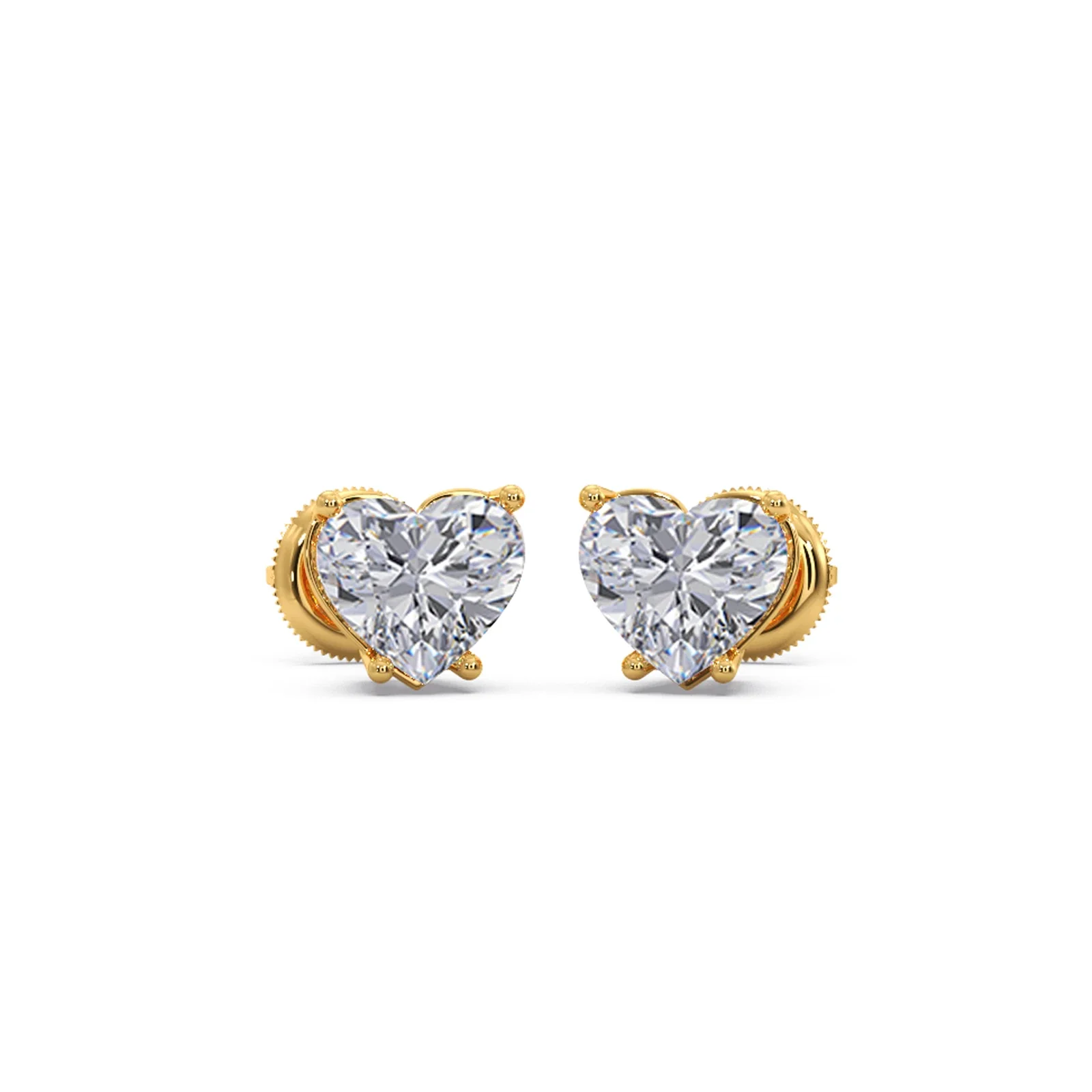 Heart-Shaped Diamond Stud Earrings - Image 5