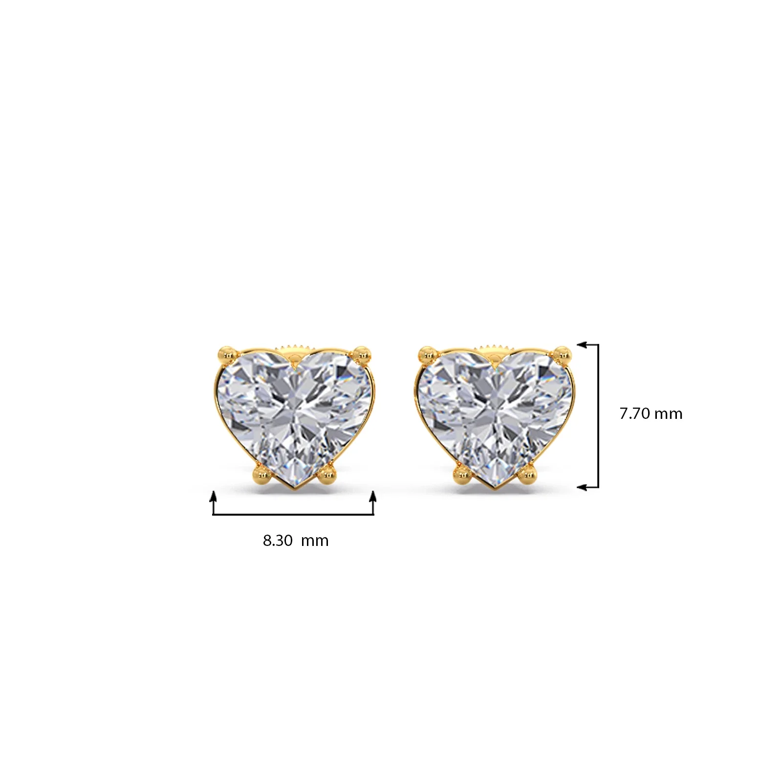 Heart-Shaped Diamond Stud Earrings - Image 8