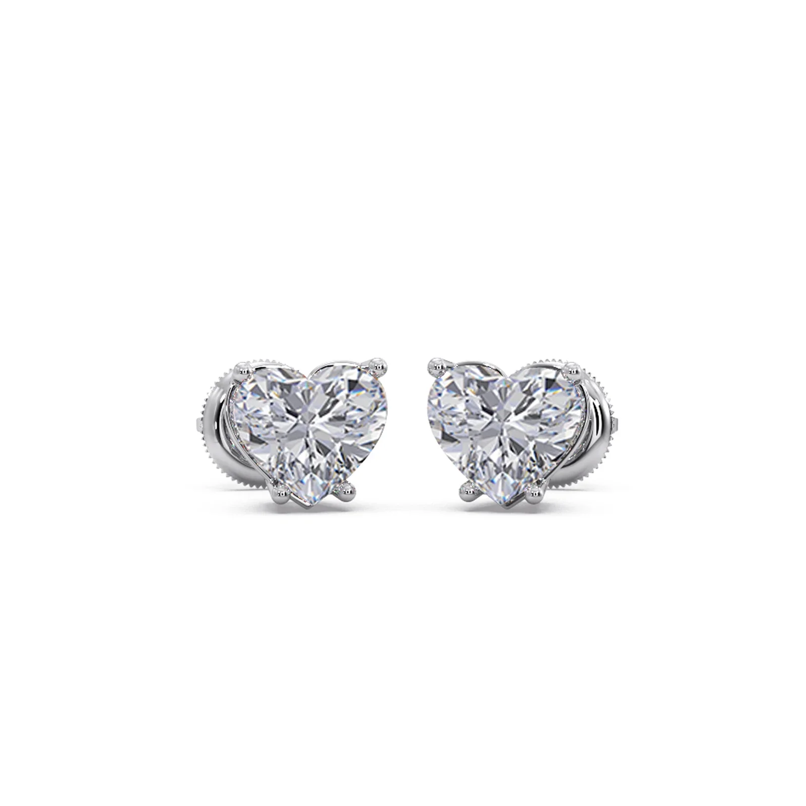 Heart-Shaped Diamond Stud Earrings - Image 9