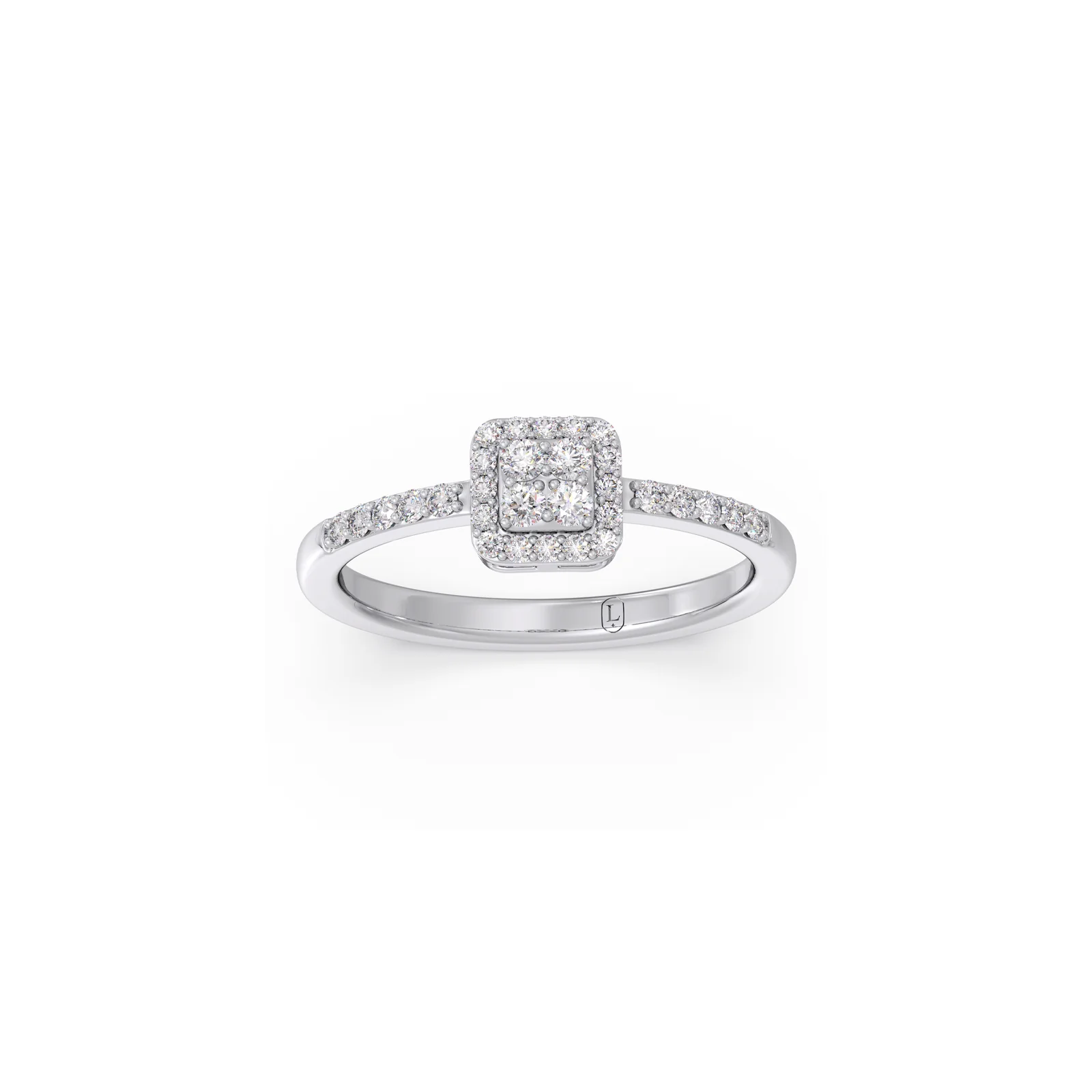 Illusion Square Halo Diamond Ring - Image 10