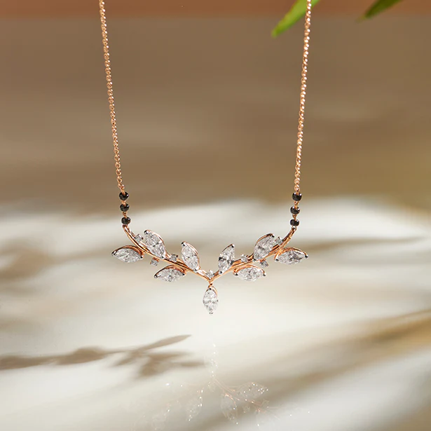 Marquise-Cut Diamond Leaf Mangalsutra - Image 10