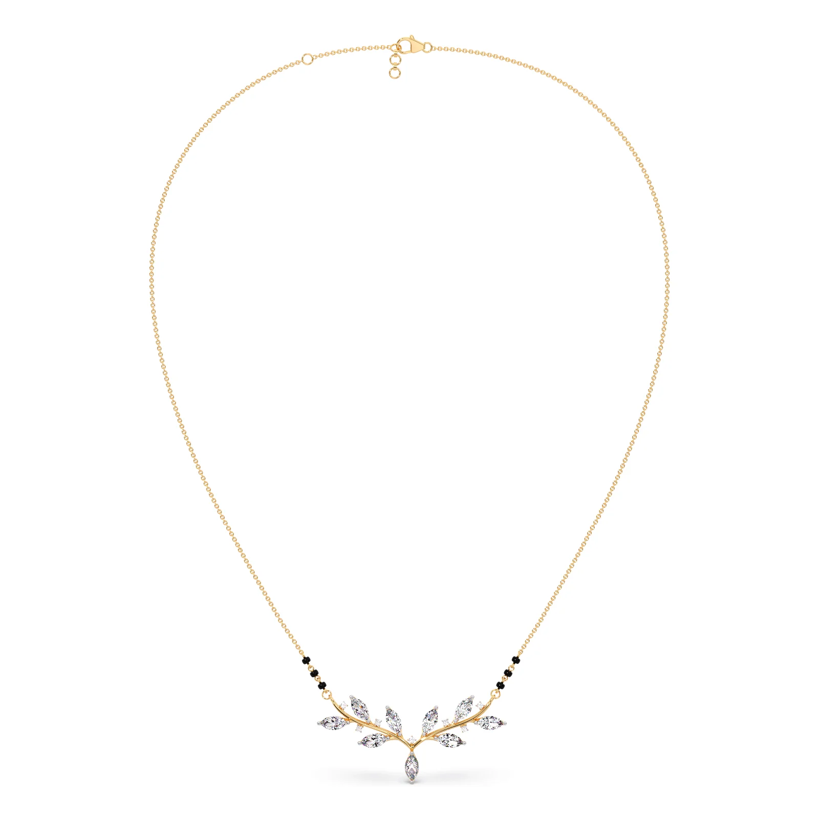 Marquise-Cut Diamond Leaf Mangalsutra - Image 3