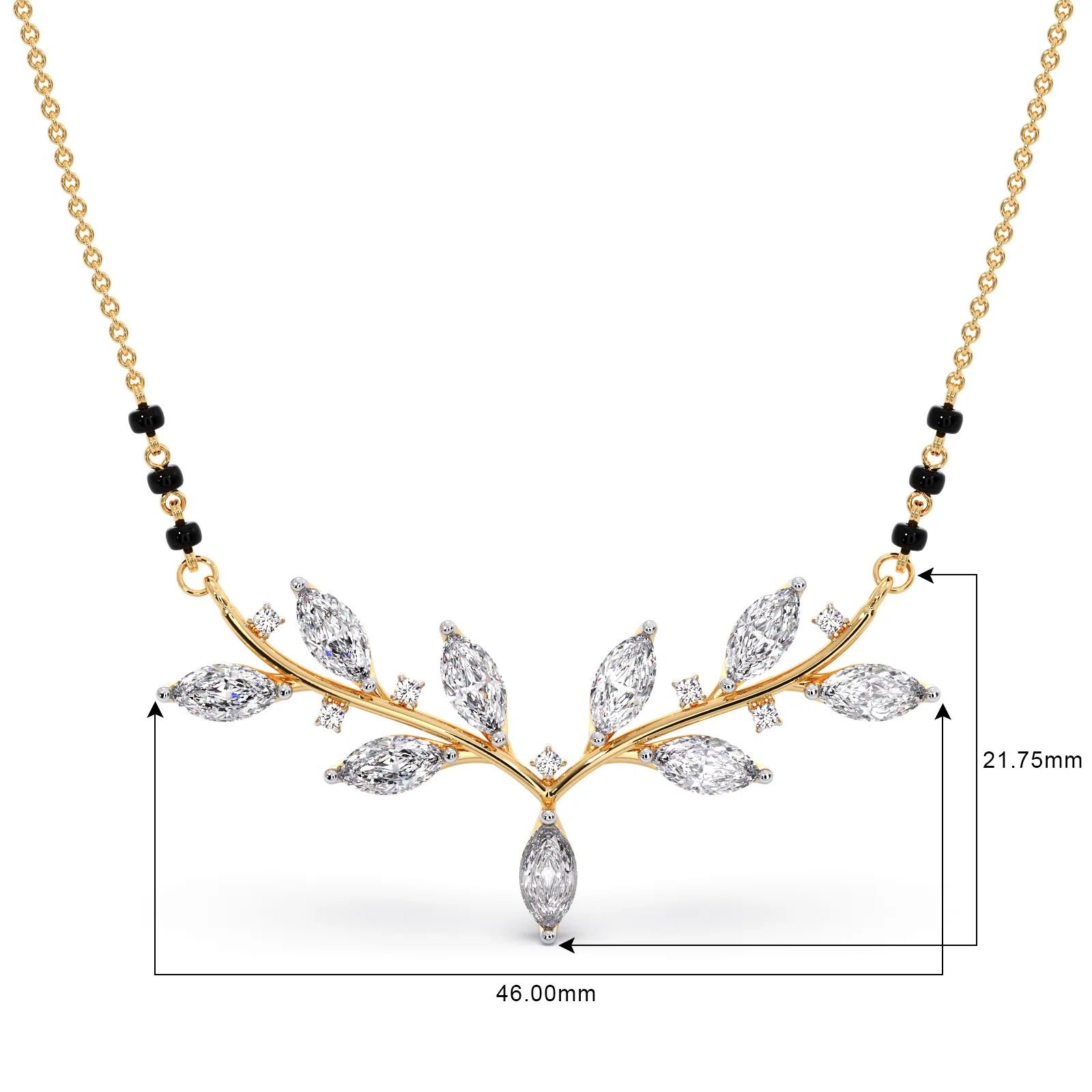 Marquise-Cut Diamond Leaf Mangalsutra - Image 4