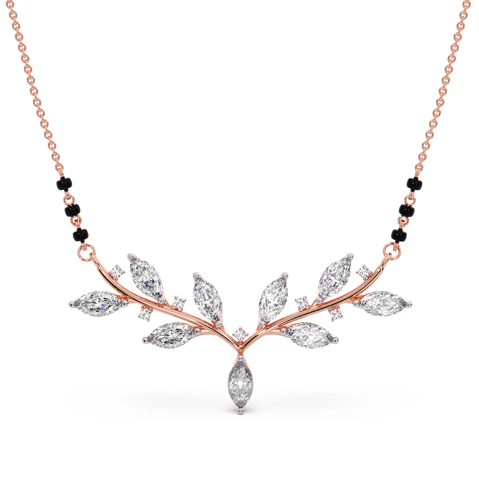Marquise-Cut Diamond Leaf Mangalsutra - Image 5