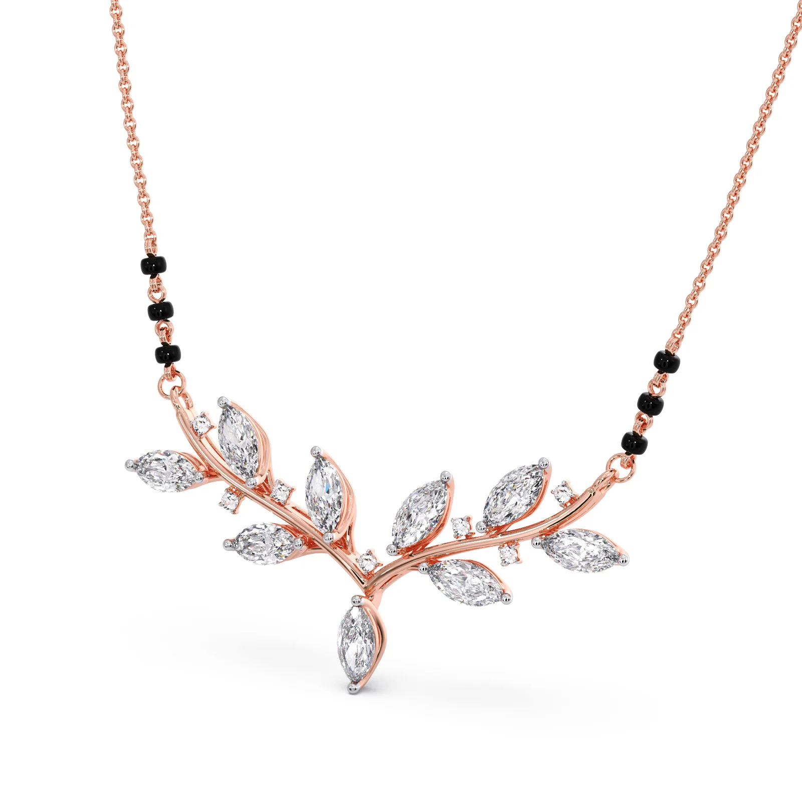 Marquise-Cut Diamond Leaf Mangalsutra - Image 6