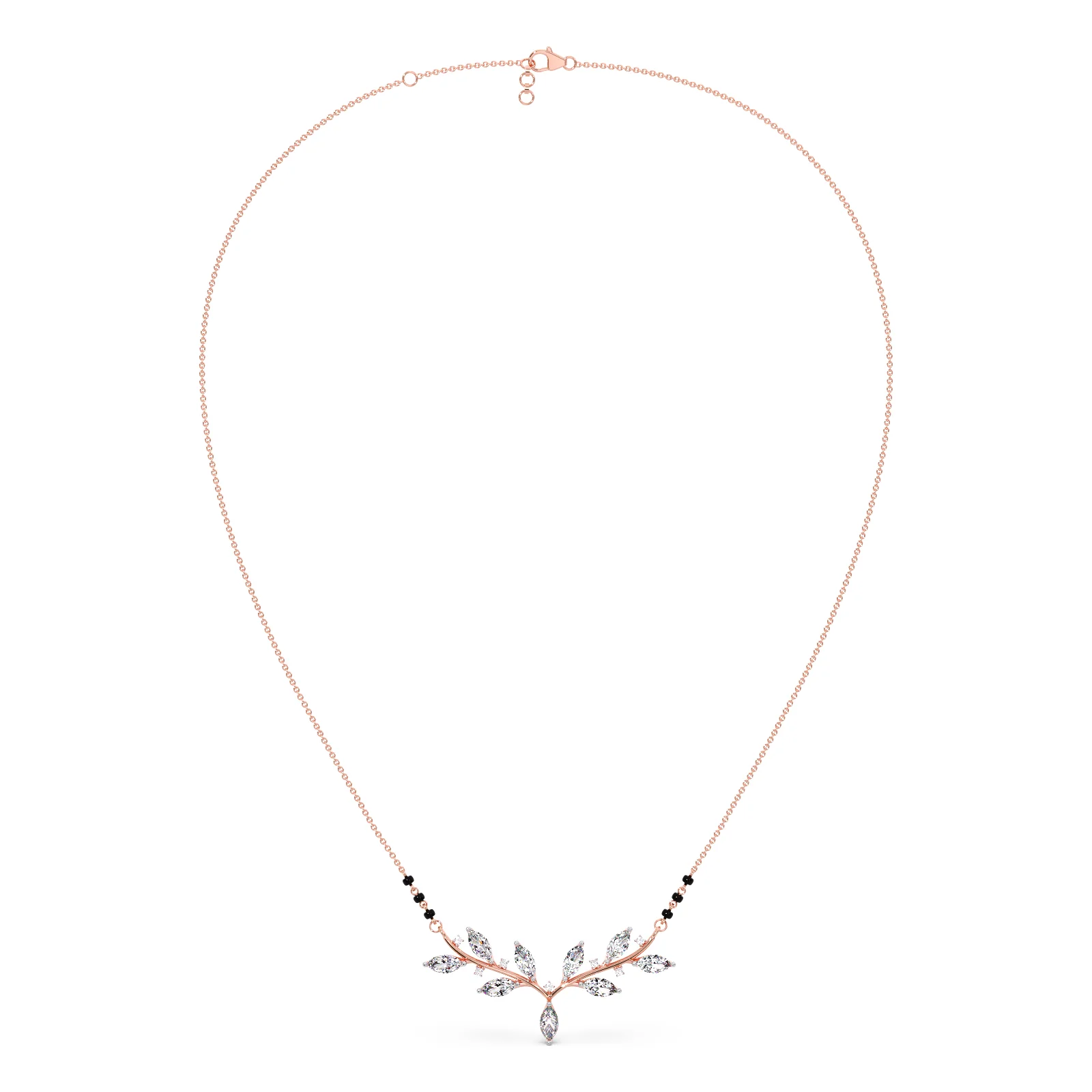 Marquise-Cut Diamond Leaf Mangalsutra - Image 7
