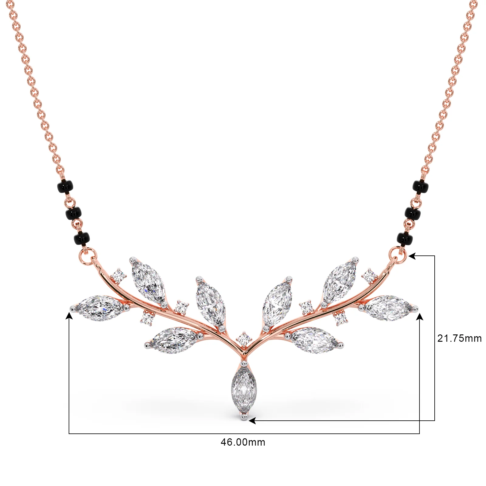 Marquise-Cut Diamond Leaf Mangalsutra - Image 8