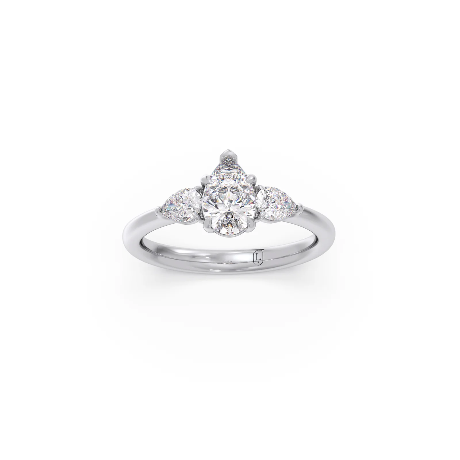 Modern Trio Pear Diamond Ring - Image 10