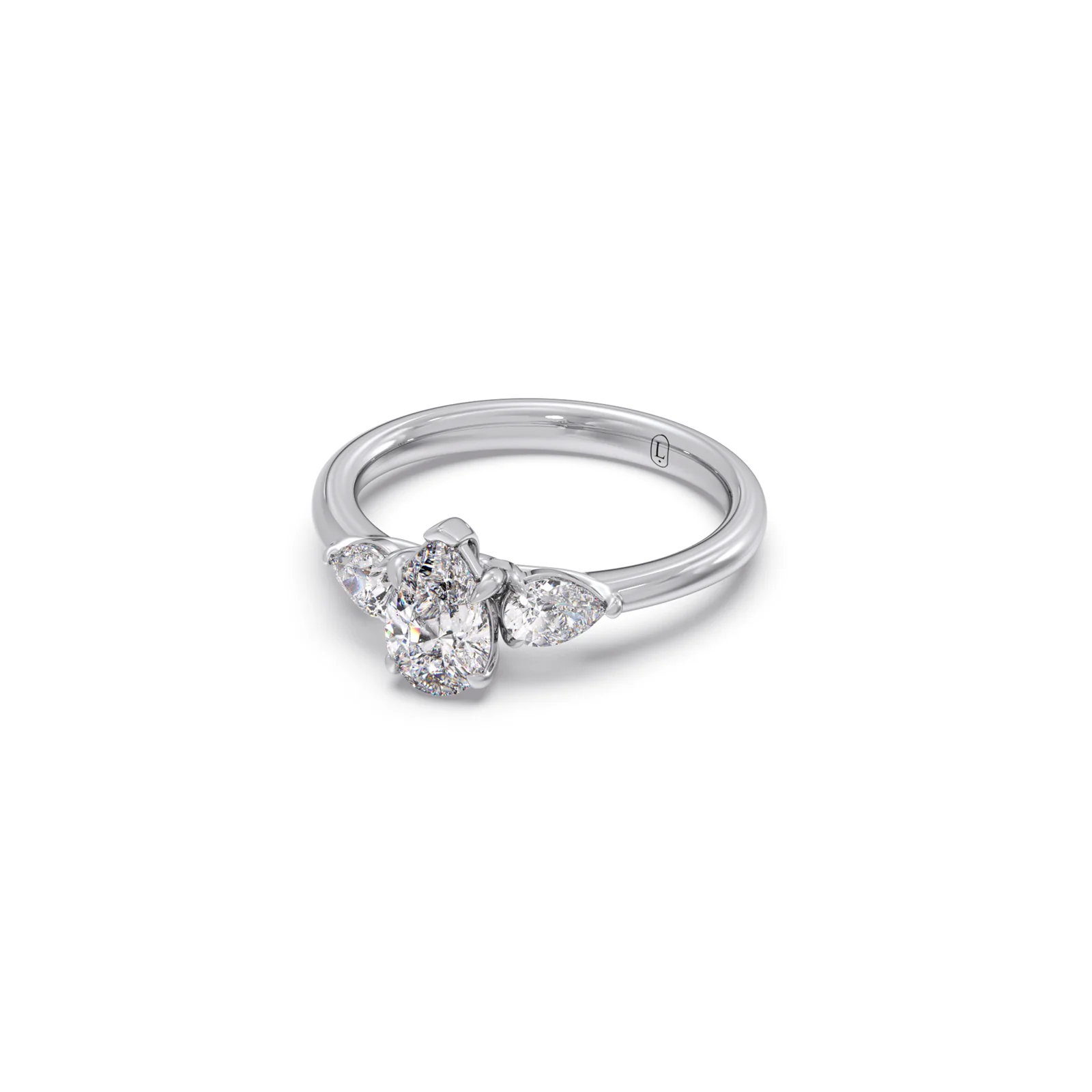 Modern Trio Pear Diamond Ring - Image 12