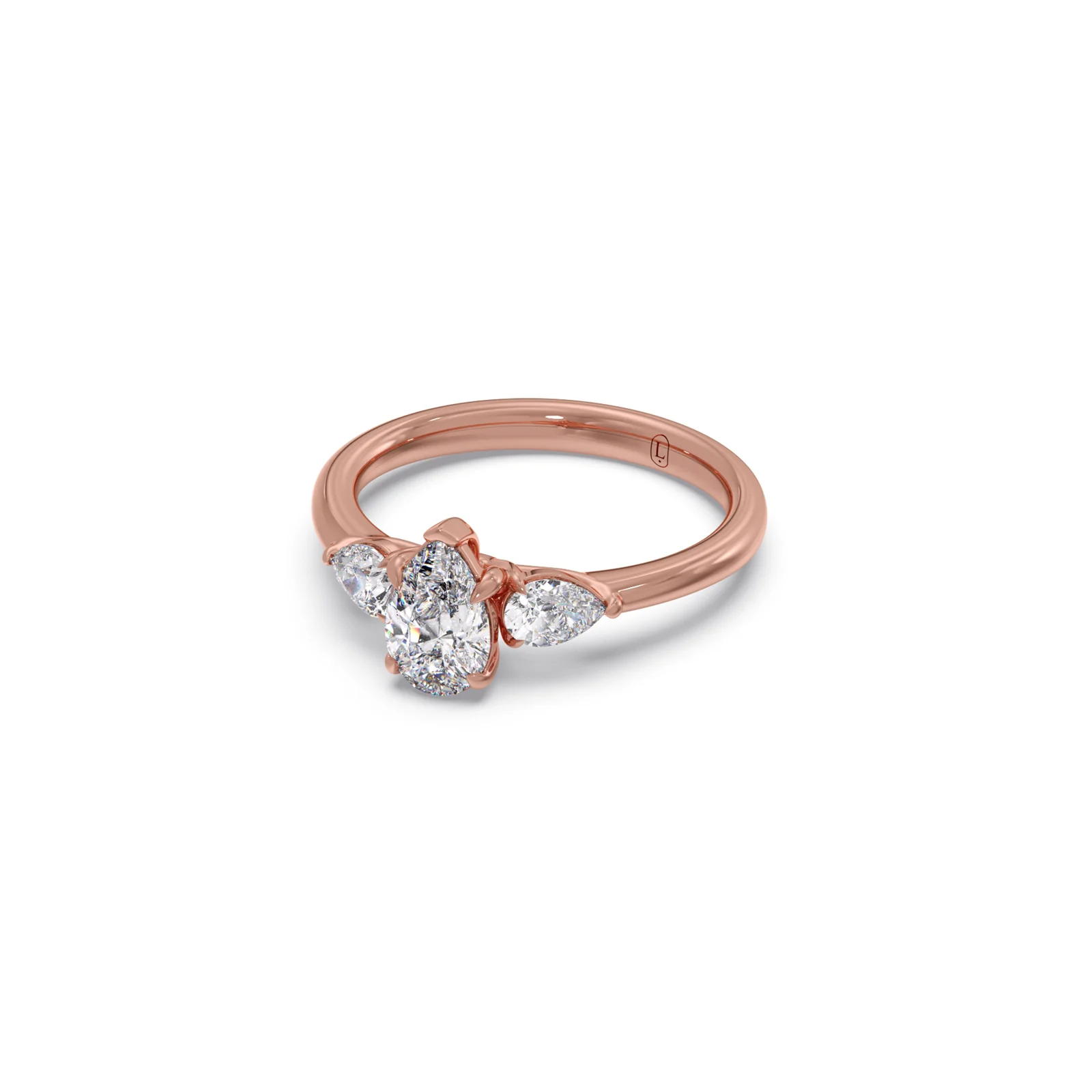 Modern Trio Pear Diamond Ring - Image 8