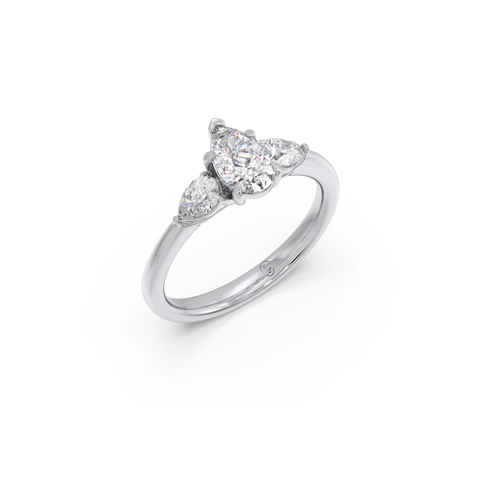 Modern Trio Pear Diamond Ring - Image 9