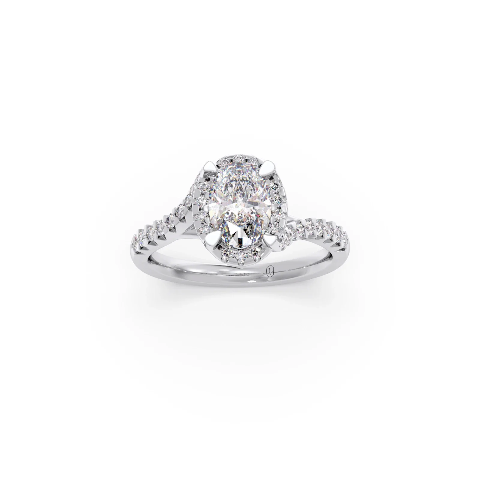 Oval Center Halo Diamond Engagement Ring - Image 10