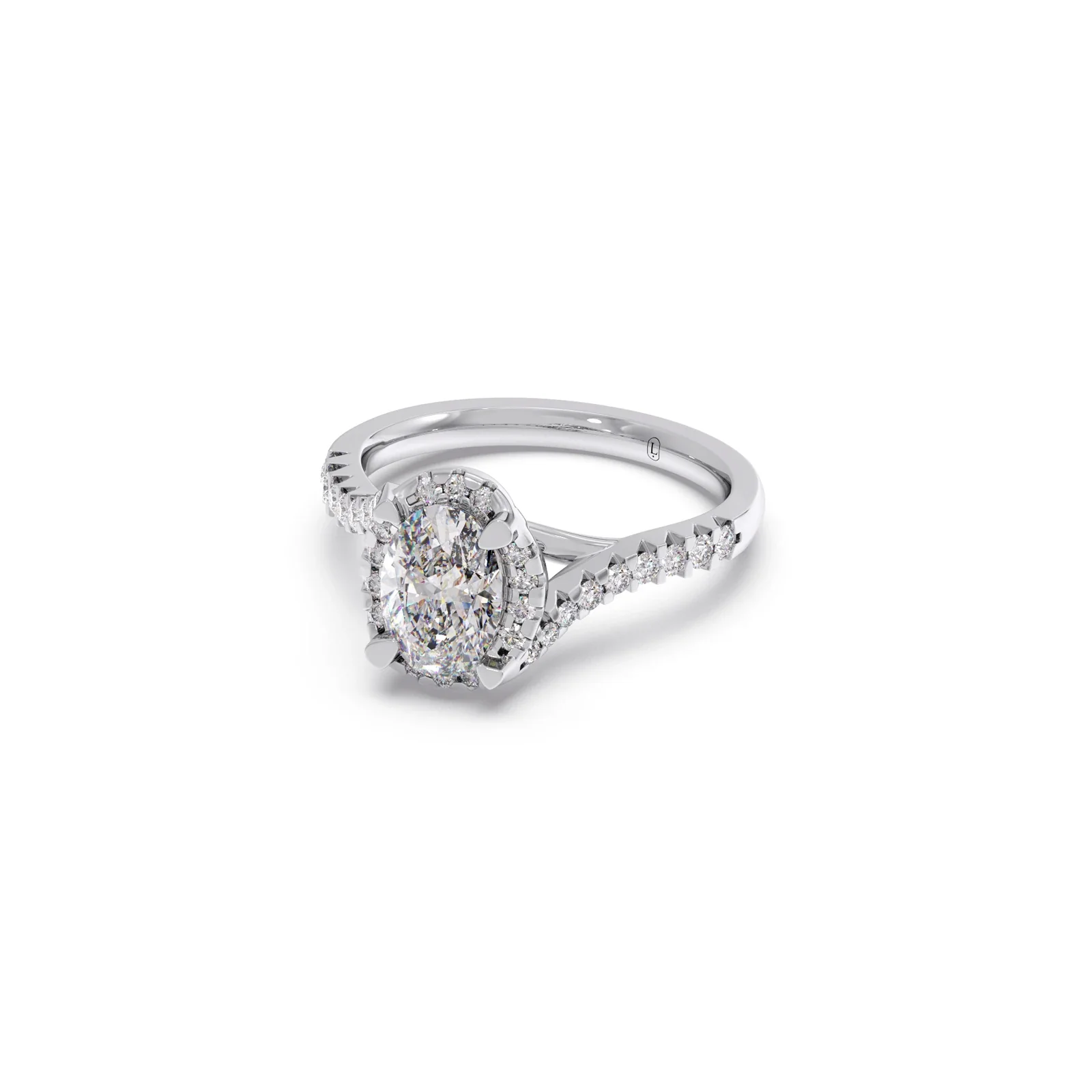 Oval Center Halo Diamond Engagement Ring - Image 12