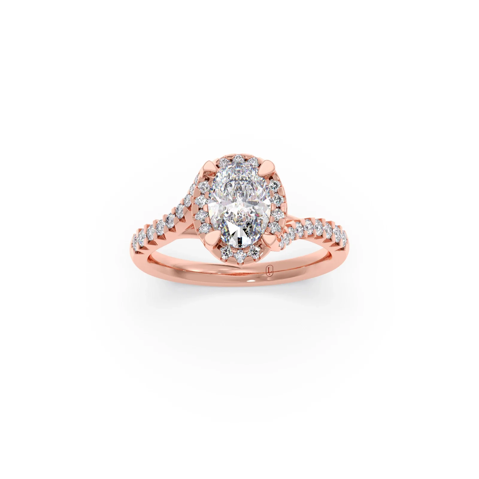 Oval Center Halo Diamond Engagement Ring - Image 6