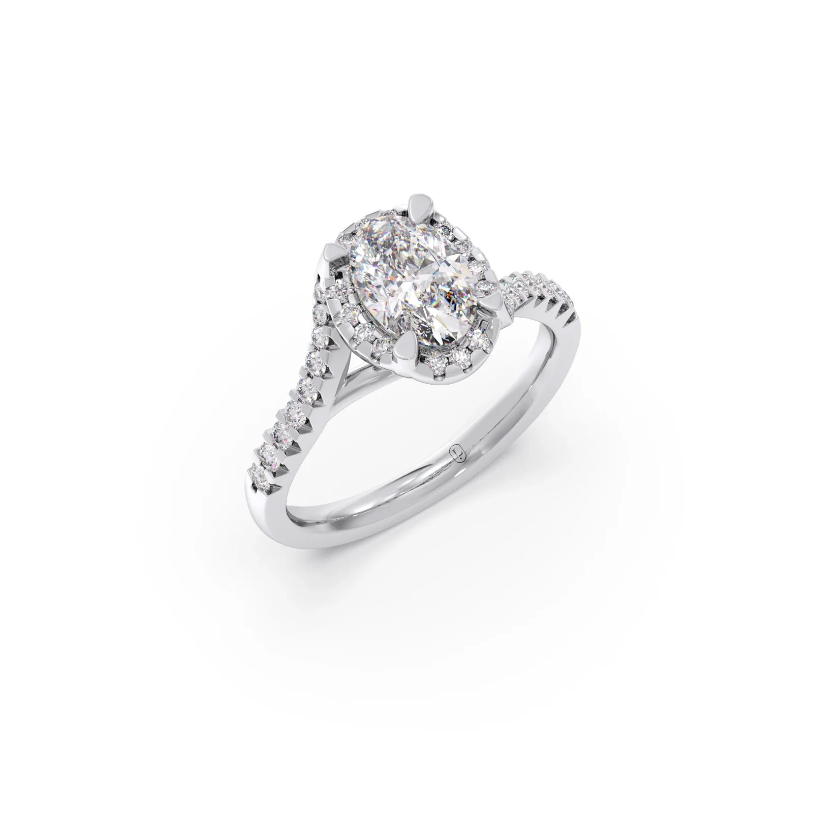 Oval Center Halo Diamond Engagement Ring - Image 9