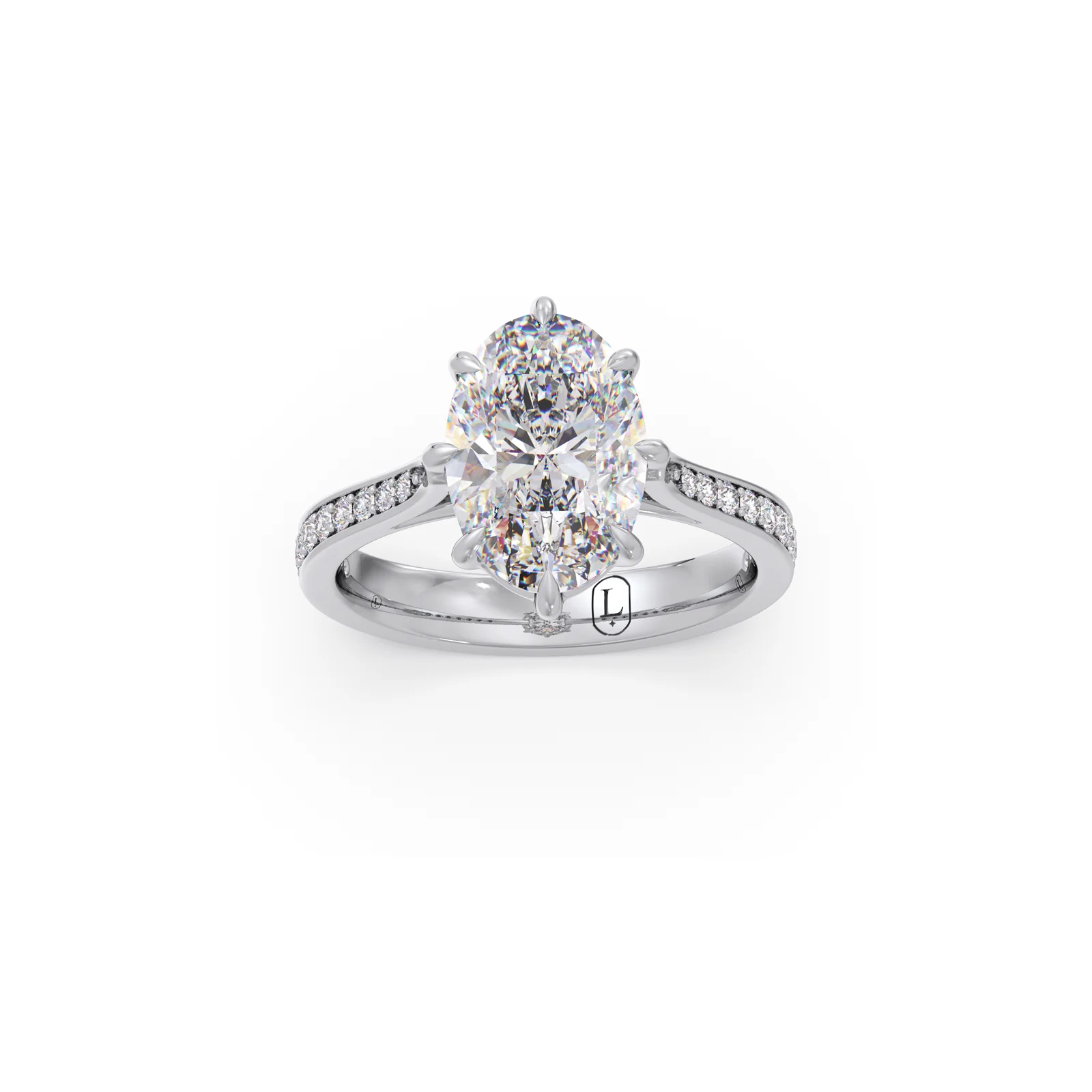 Oval Cut & Round Side Stone Diamond Ring - Image 10