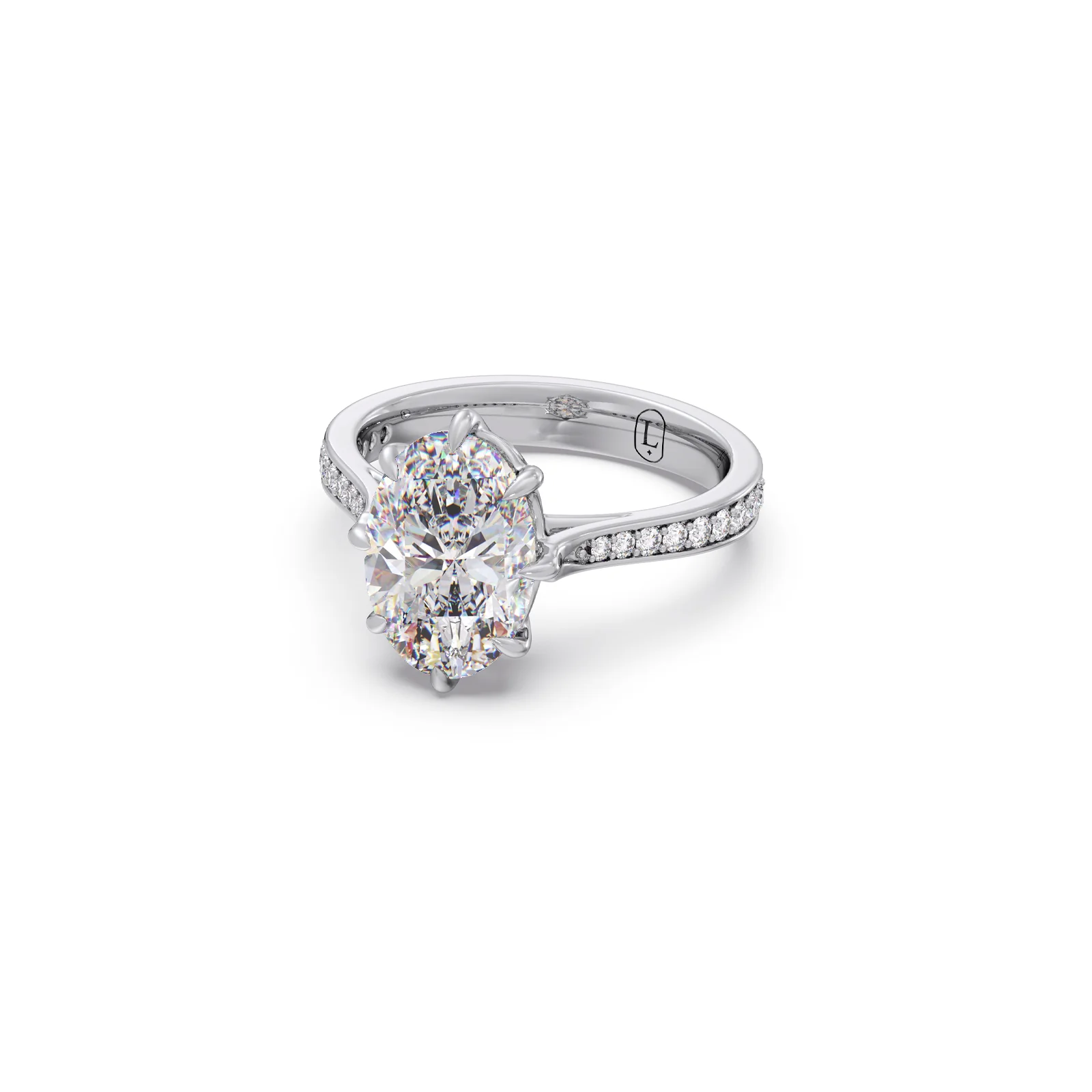 Oval Cut & Round Side Stone Diamond Ring - Image 12