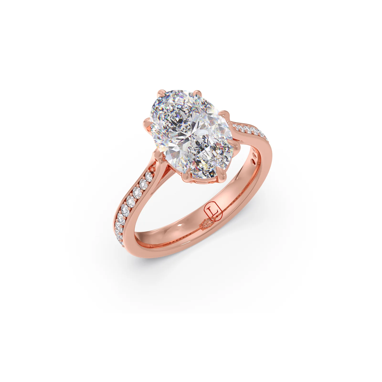 Oval Cut & Round Side Stone Diamond Ring - Image 5