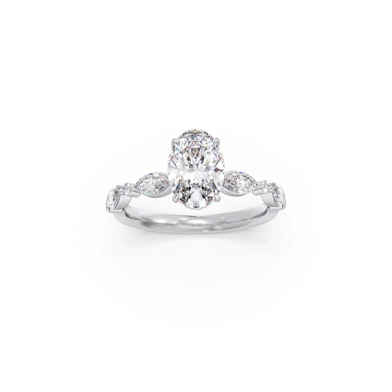 Oval Cut with Side Diamonds Accent Engagement Ring - Image 10